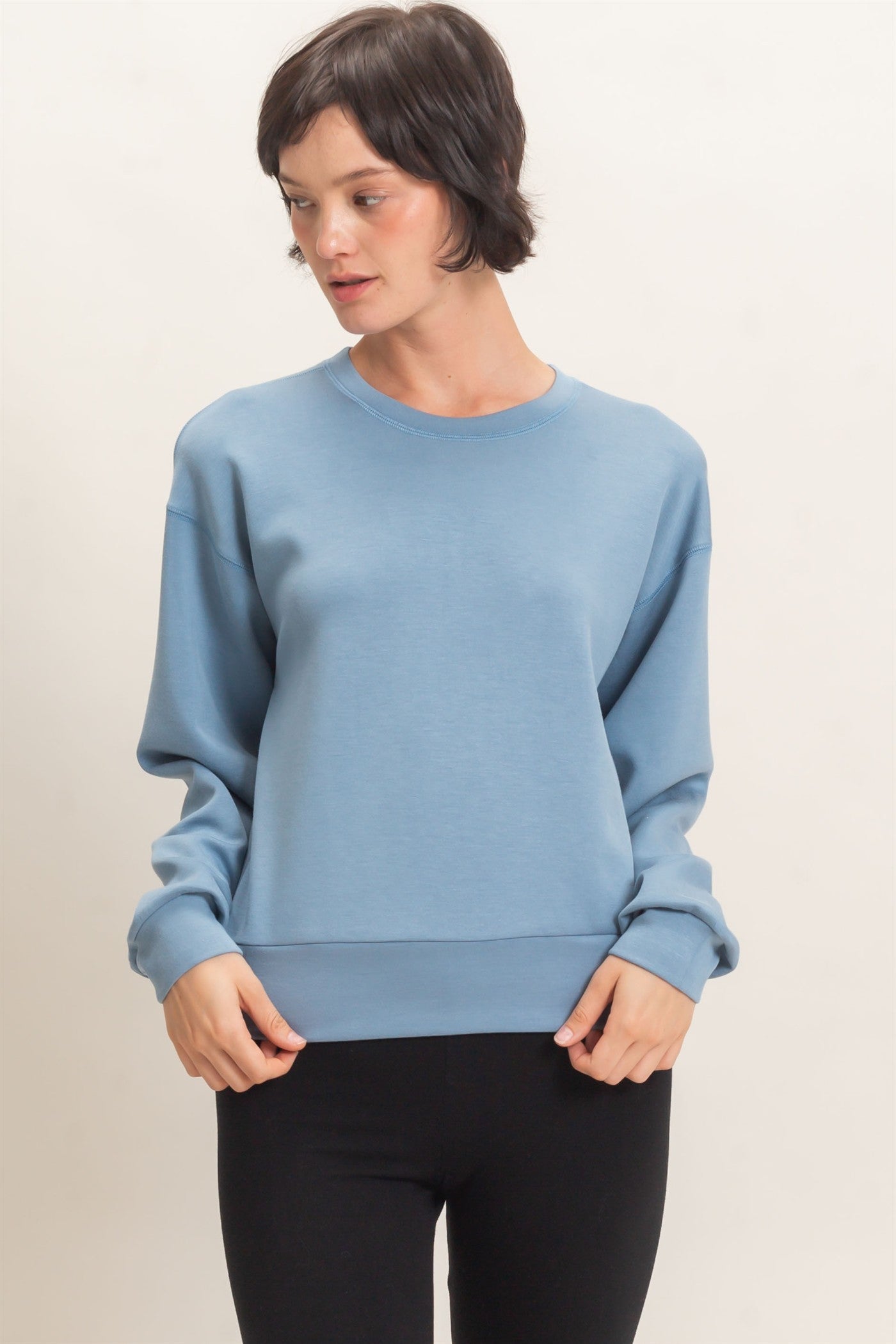 Wholesale Crew Neck Sweatshirt Sweatshirts DZ26C966 DUSTY BLUE DOUBLE ZERO