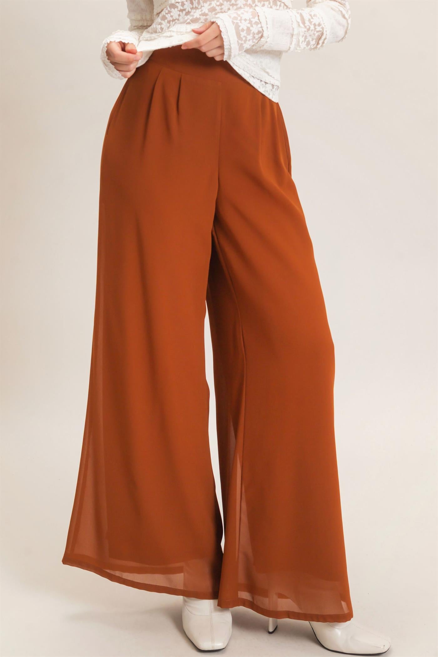 Wholesale Wide-Leg High Waist Pants Pants HF26F068-D CAMEL HYFVE
