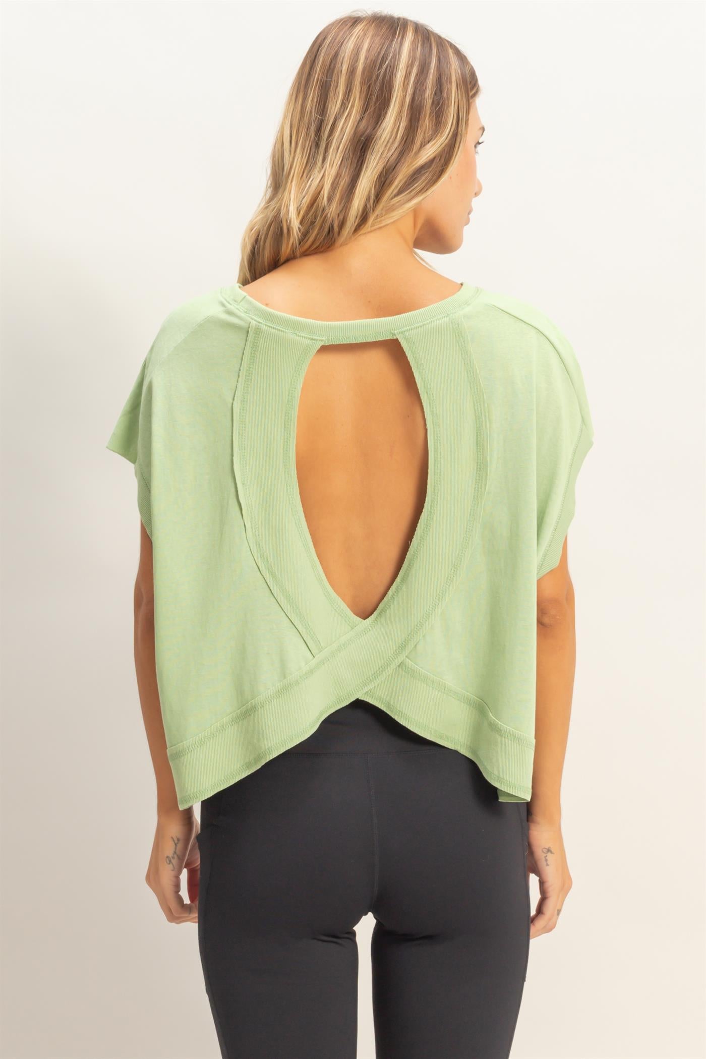 Wholesale Boxy Crew Neck Top T-Shirts HF26C288-D SAGE HYFVE