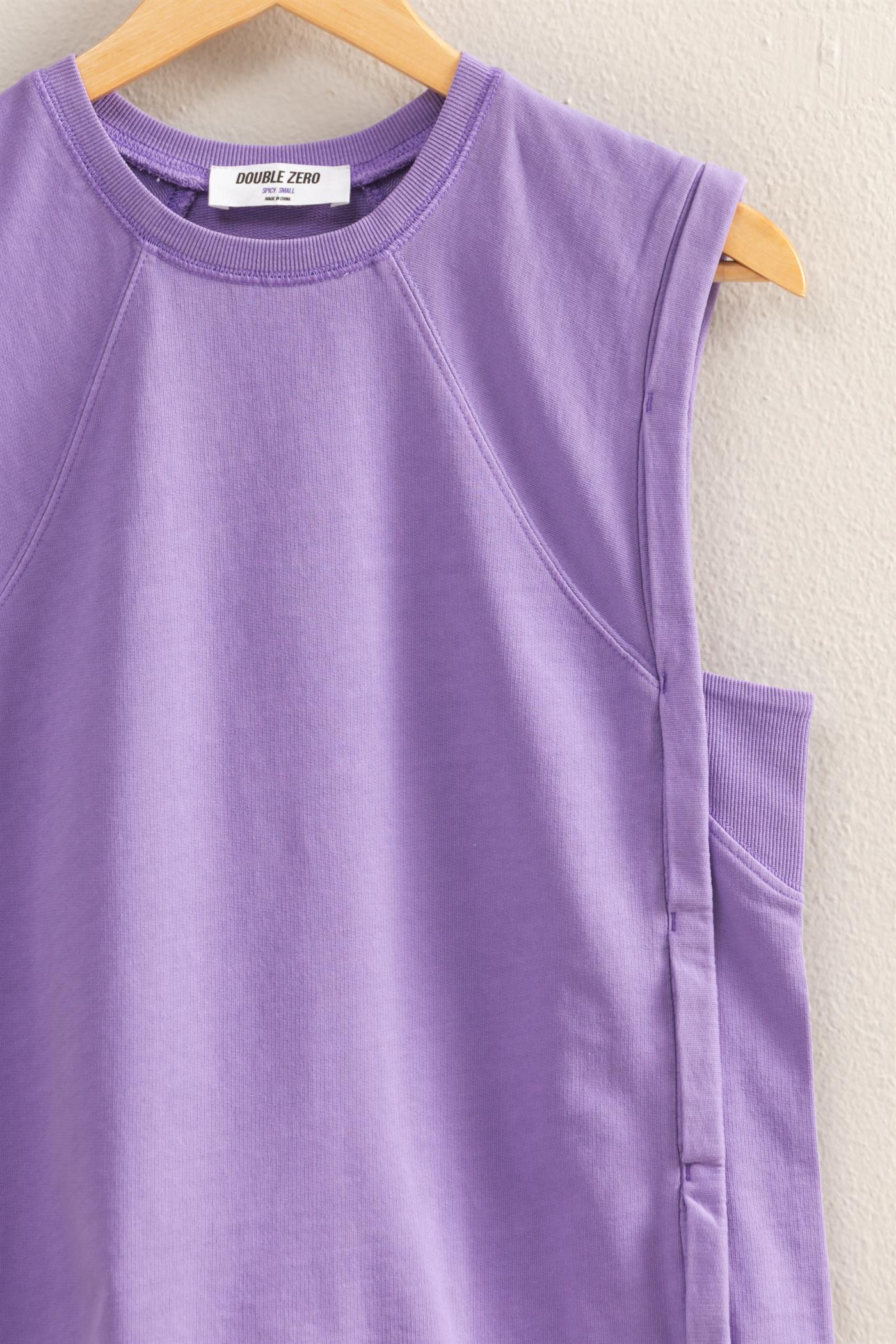 Wholesale Round Neck Sleeveless Boxy Top Clothing Tops DZ25C561 WISTERIA DOUBLE ZERO