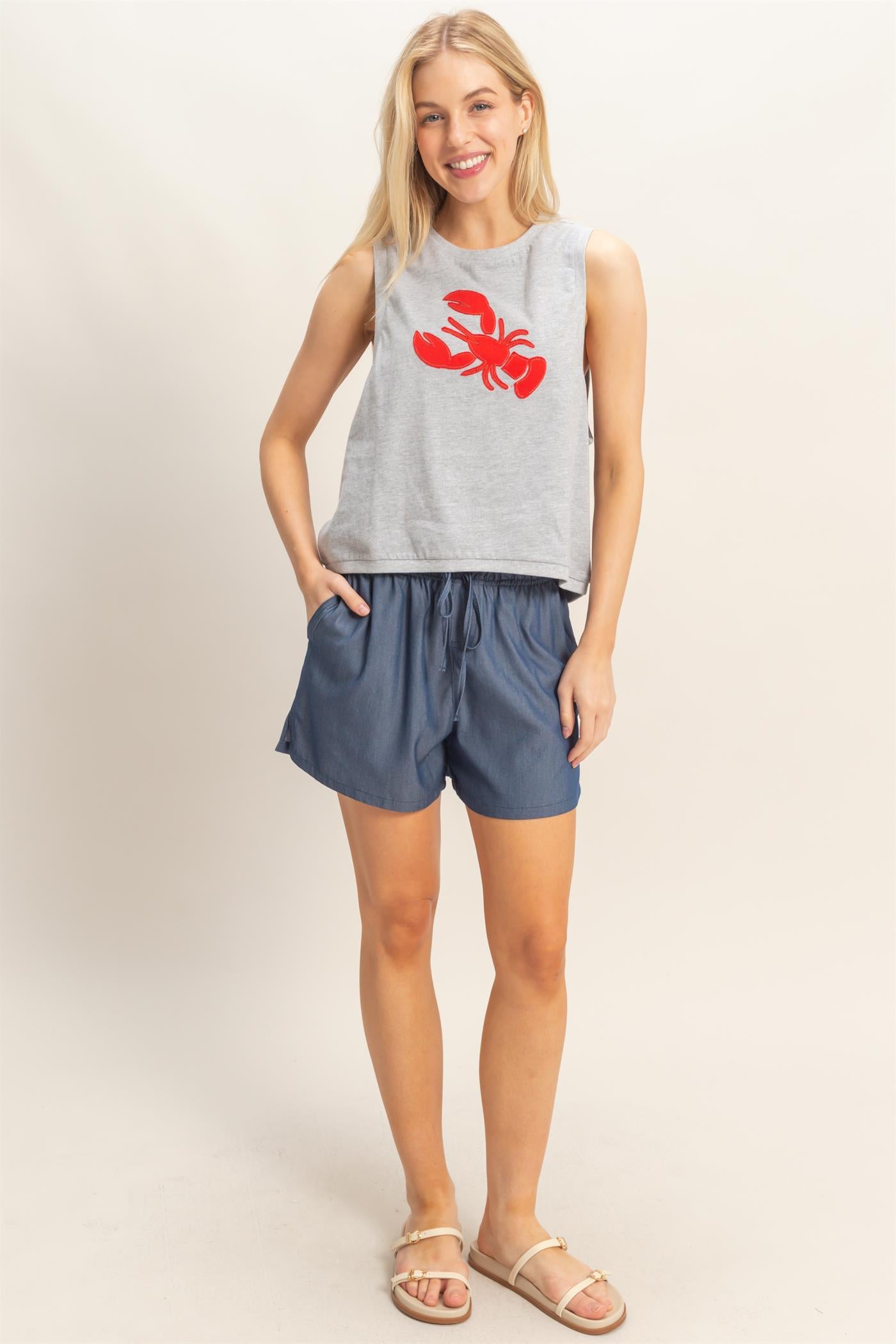 Wholesale Elastic Waist Drawstring Shorts Shorts HF26E428-D D.DENIM HYFVE