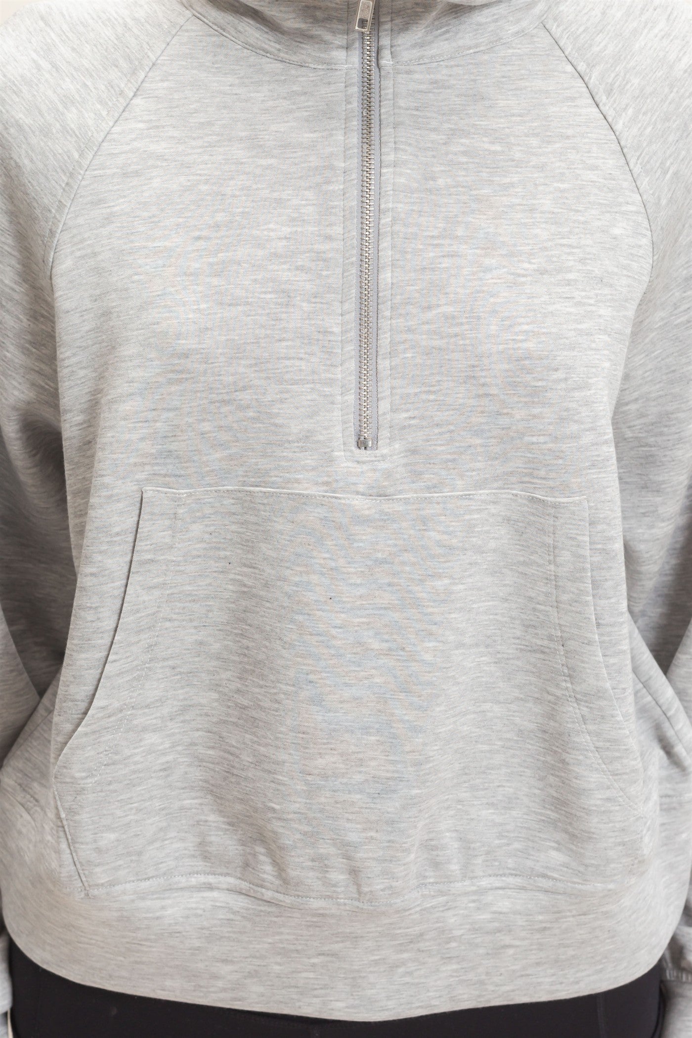 Wholesale Half-Zip Collar Raglan Pullover Sweatshirts DZ26C967 HEATHER GRAY DOUBLE ZERO