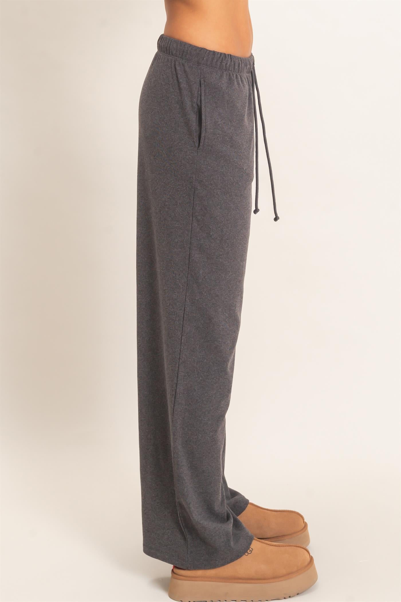 Wholesale Wide Leg Pants With Drawcord Pants DZ26E288 BLACK DOUBLE ZERO