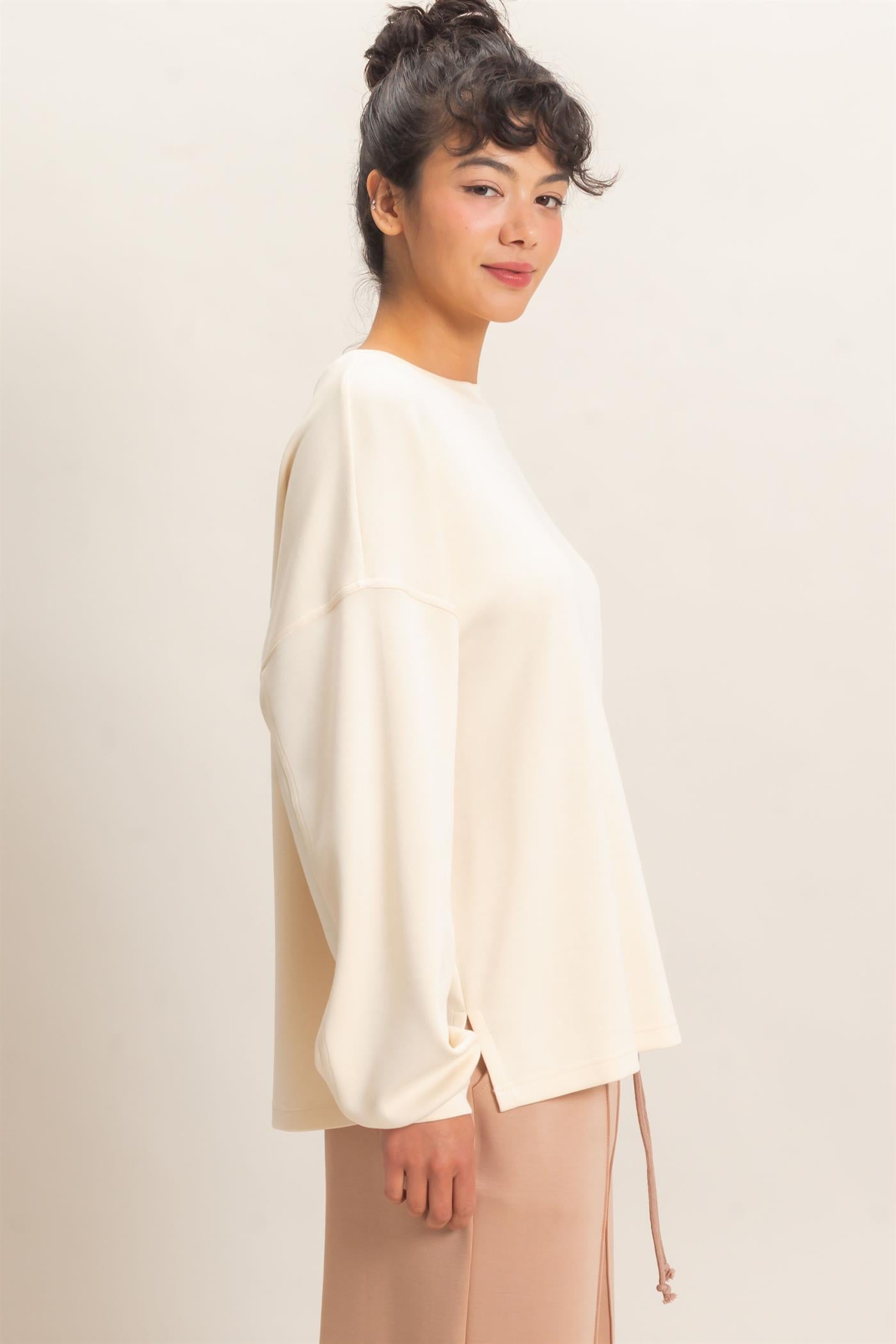 Wholesale Oversized Crew Neck Top Sweatshirts DZ26E388 ALPACA DOUBLE ZERO