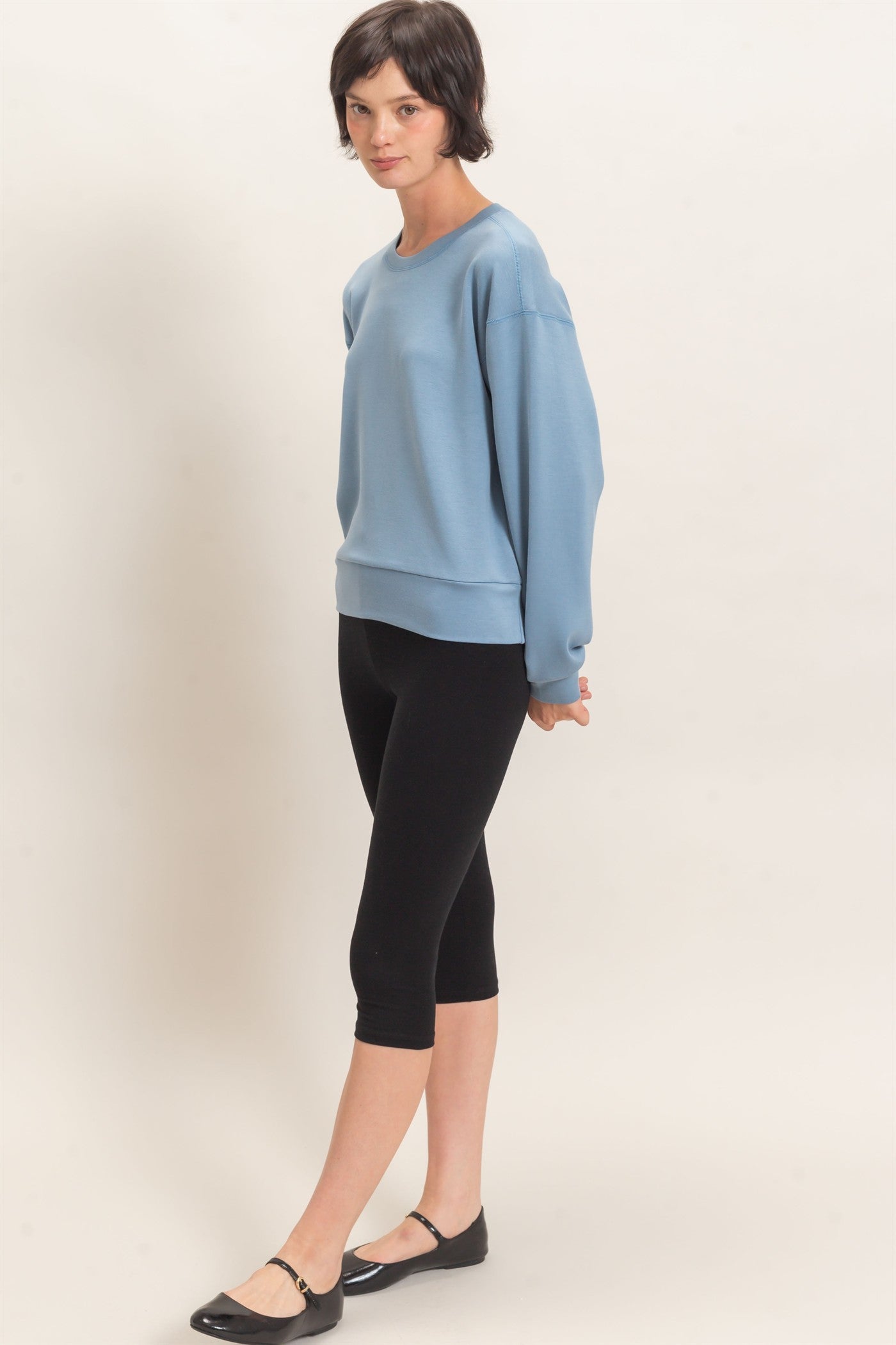 Wholesale Crew Neck Sweatshirt Sweatshirts DZ26C966 DUSTY BLUE DOUBLE ZERO