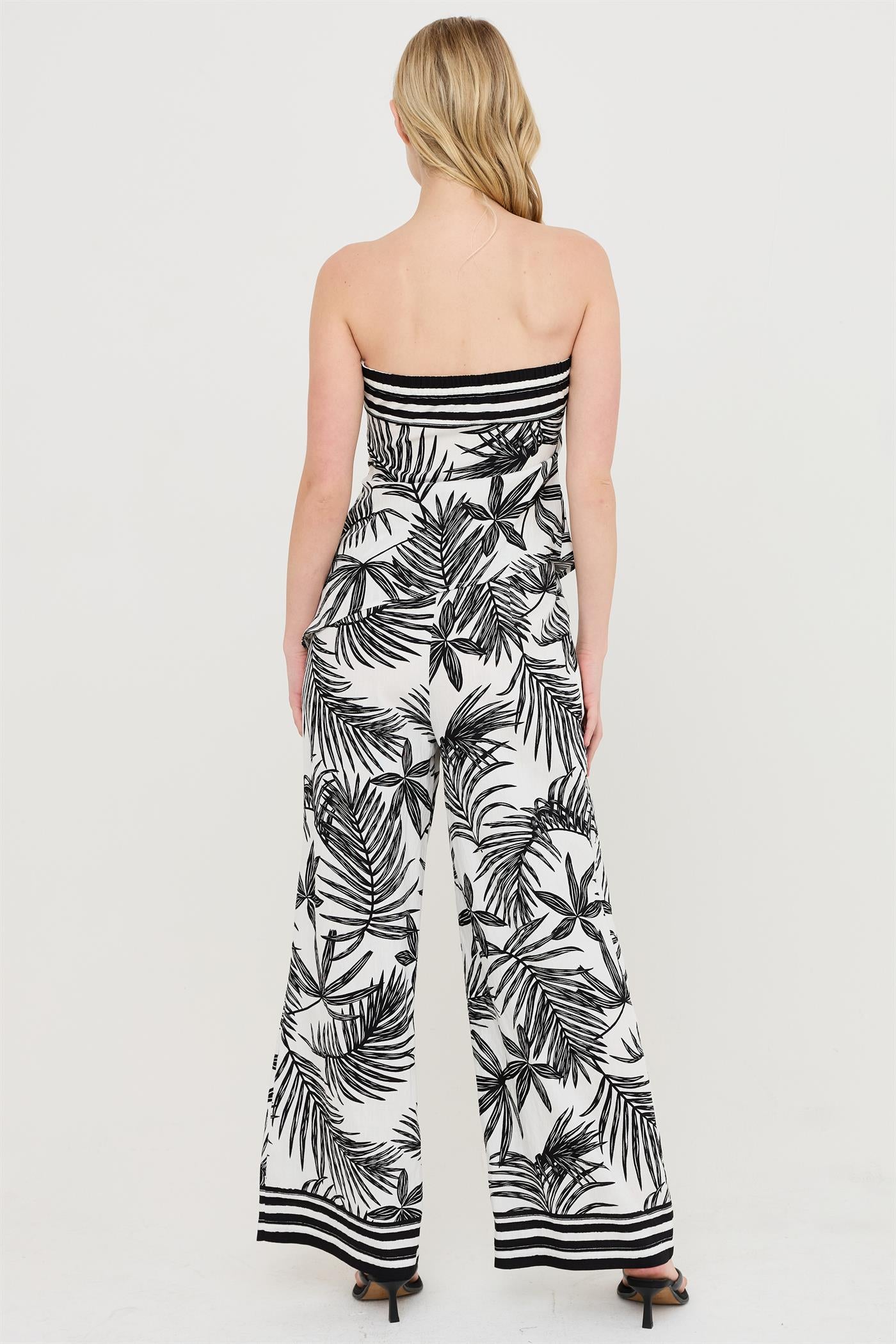 Wholesale Strapless Top & Wide-Leg Pants Set Clothing HF26C248-SET-D BLACK HYFVE