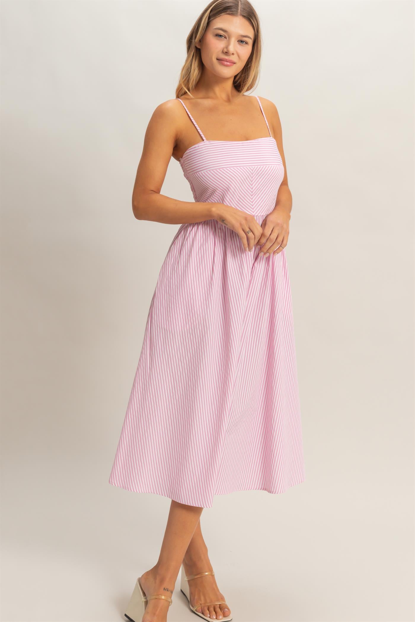 Wholesale Striped Spaghetti Strap Dress Dresses HF26A291-D PINK HYFVE