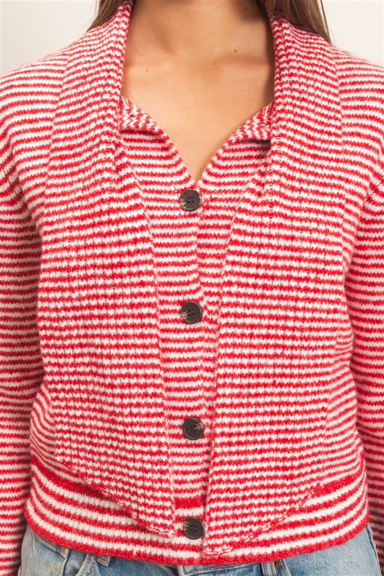 Wholesale Striped Cardigan With Scarf Cardigans DZ26E930 RED DOUBLE ZERO