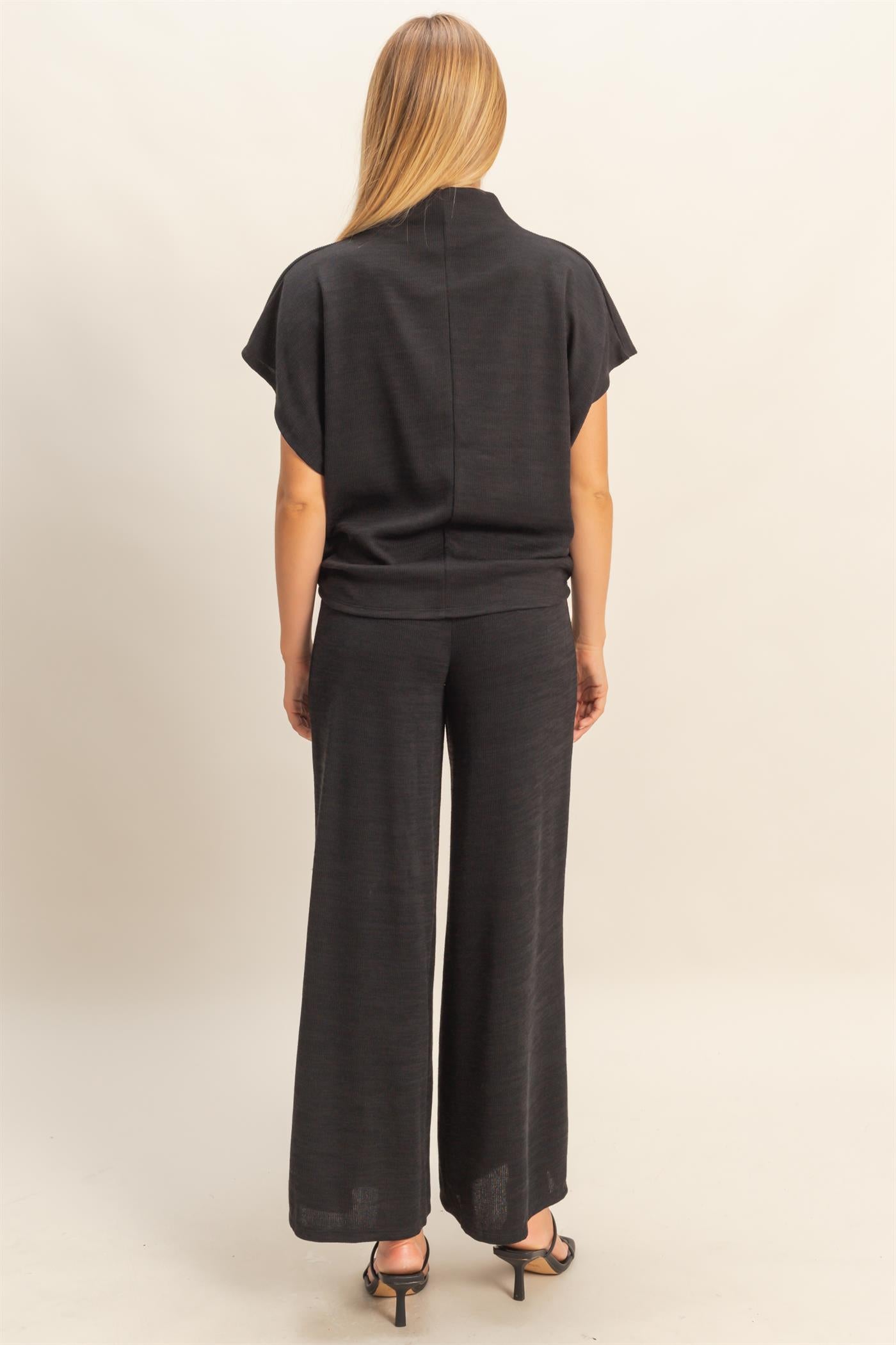 Wholesale Dolman Sleeve Top And Pant Set Clothing HF26F225-SET-D BLACK HYFVE