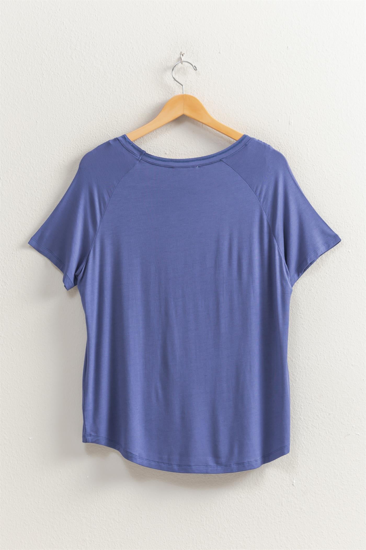 Wholesale Oversized V-Neck Relaxed Tee Clothing Tops DZ25E310 DUSTY INDIGO DOUBLE ZERO