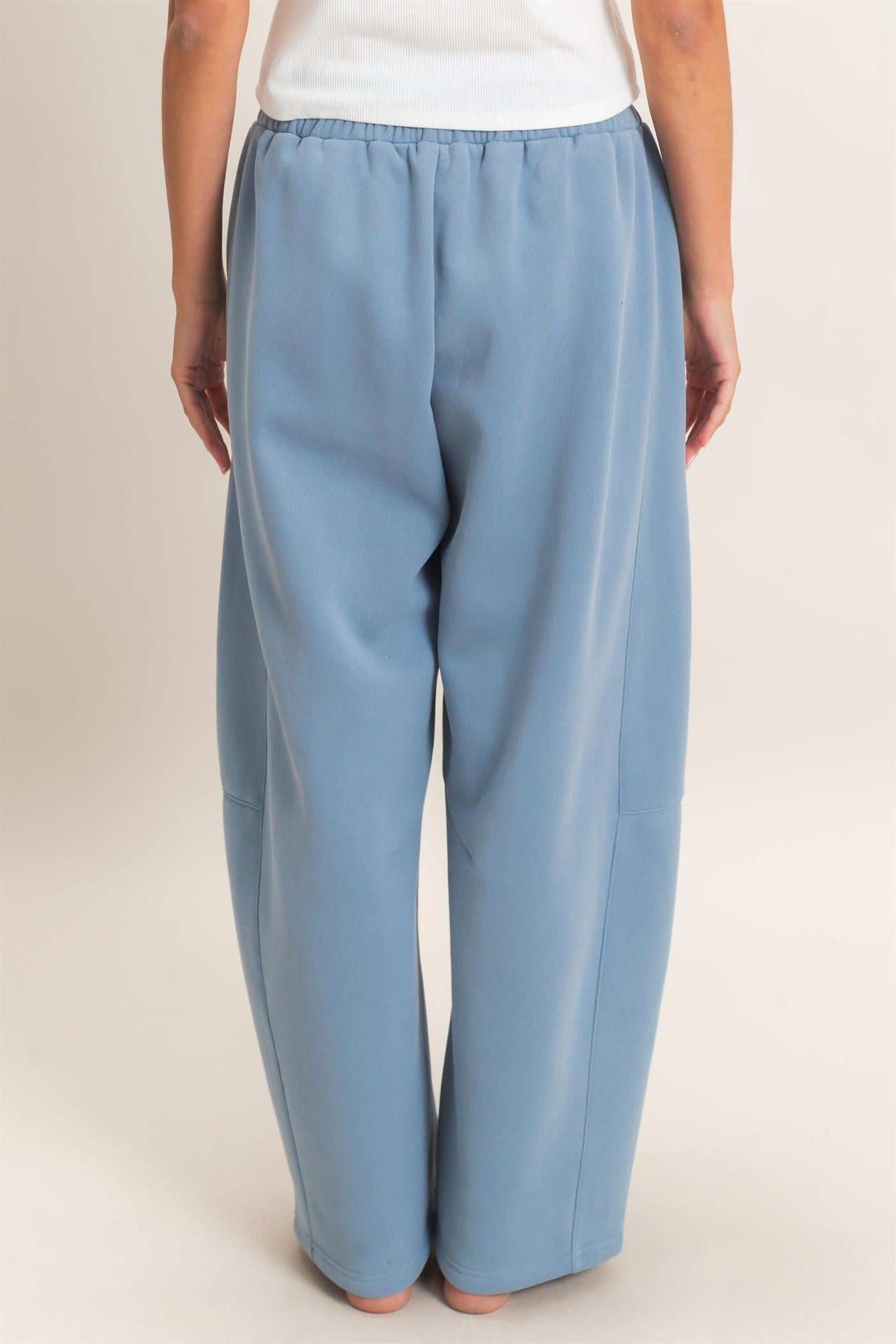 Wholesale Drawstring Waist Barrel Sweatpants Pants DZ26E290 DUSTY BLUE DOUBLE ZERO