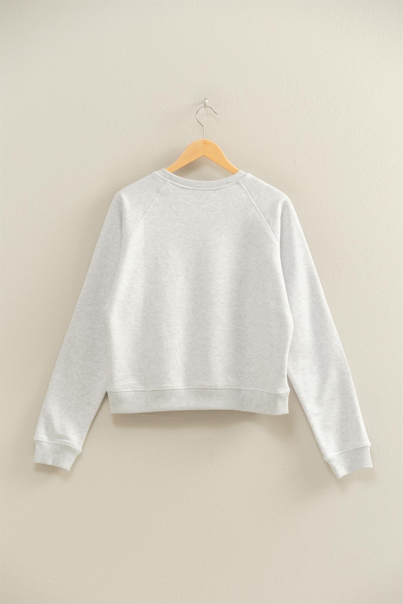 Wholesale Crew Neck Raglan Sleeve Comfy Pullover Sweatshirt Sweatshirts DZ25E237 HEATHER GRAY DOUBLE ZERO
