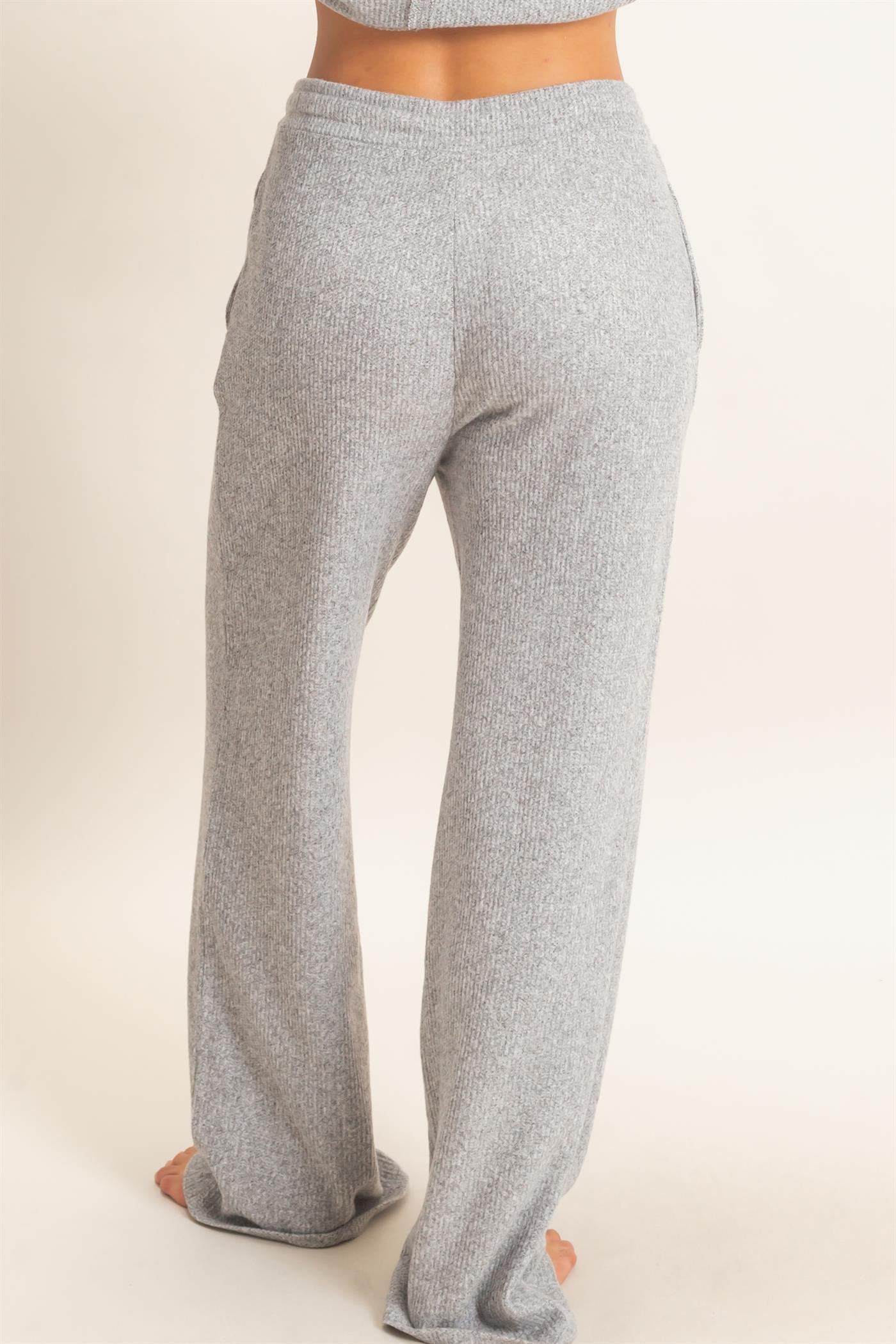 Wholesale Brushed Waffle Drawstring Pants Pants DZ26F313 HEATHER GRAY DOUBLE ZERO