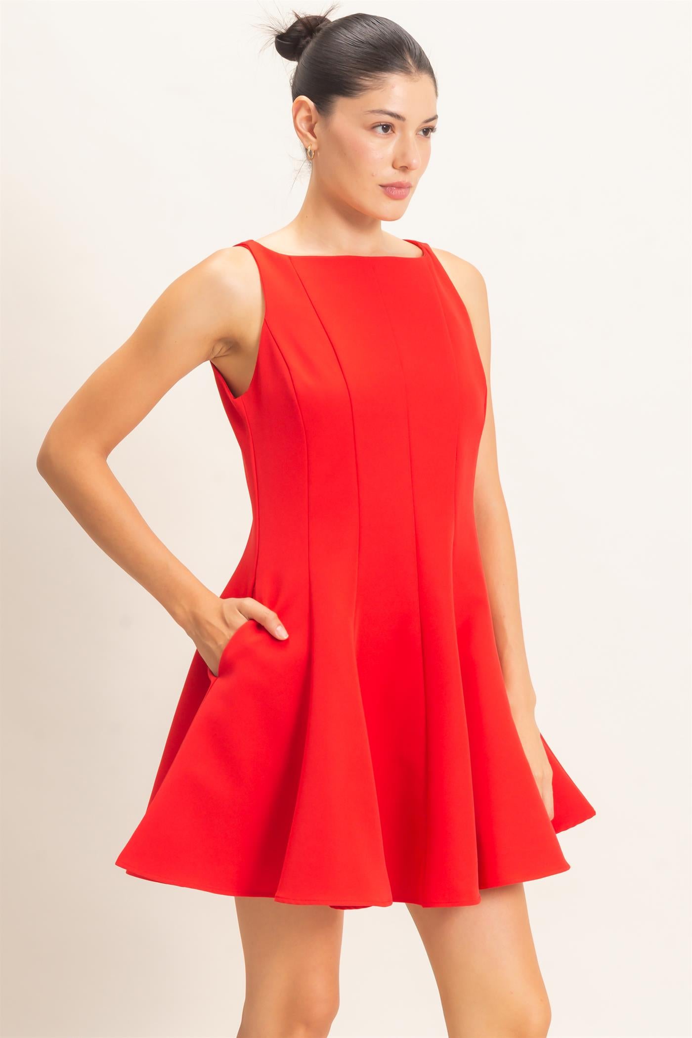 Wholesale Sleeveless Fit And Flare Dress Dresses HF26F217 RED HYFVE