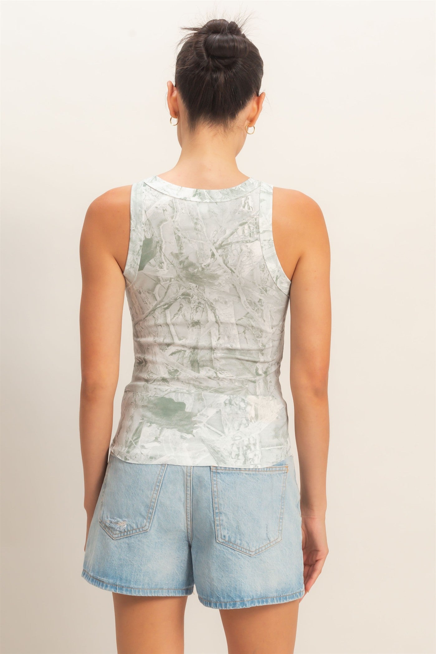 Wholesale Cloud Wash Ribbed Knit Tank Clothing Tops HF26E049 OLIVE HYFVE