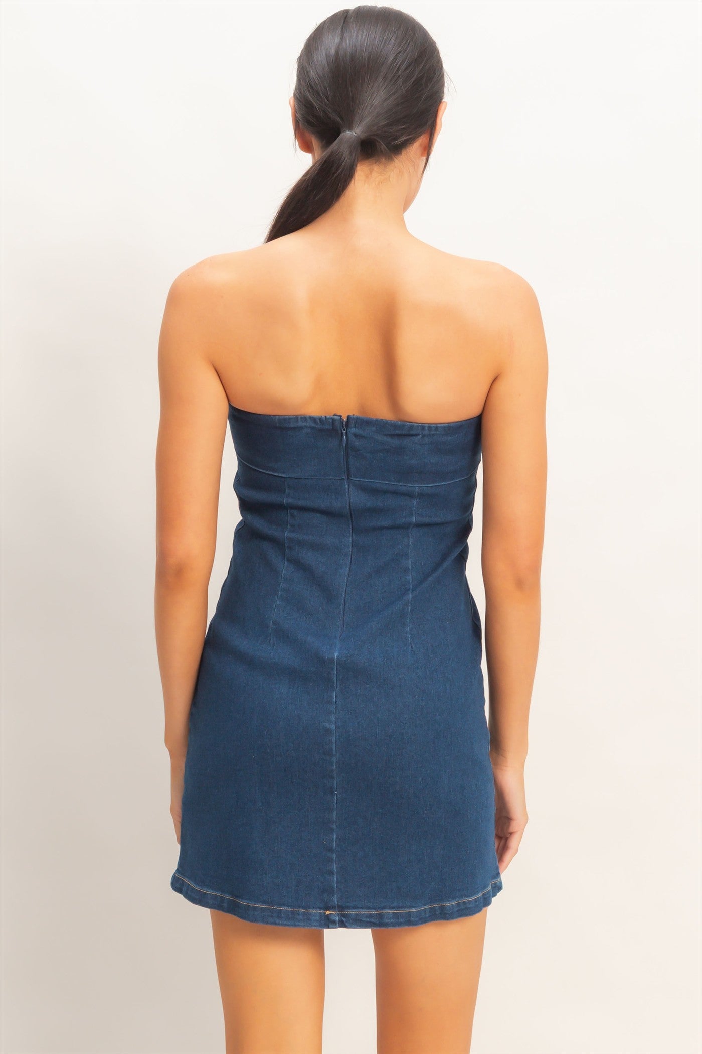 Wholesale Denim Tube Dress Dresses HF25F206 D.DENIM HYFVE