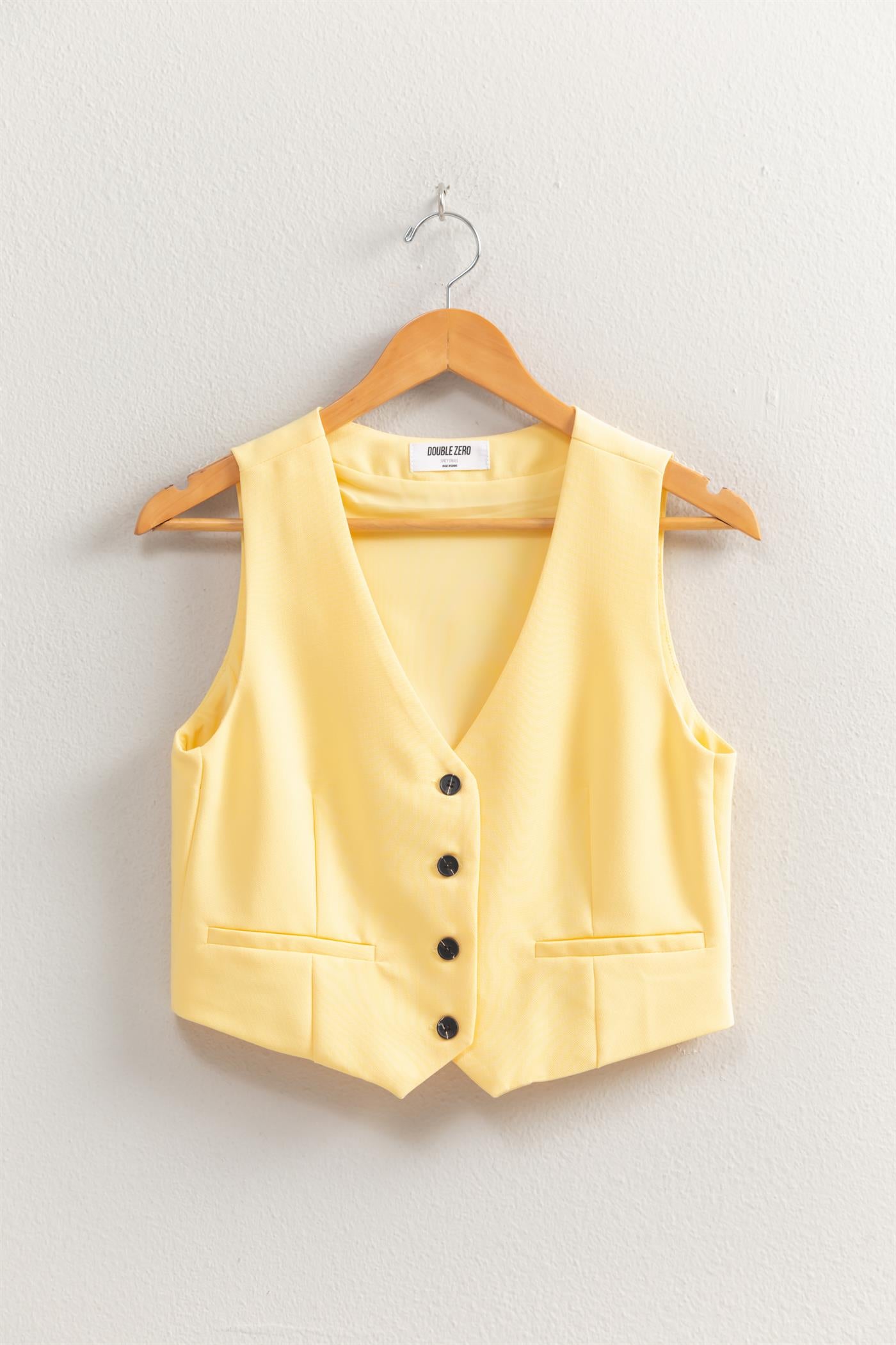 Wholesale Tailored Button-Down Vest Vests DZ25E126 CREAMY YELLOW DOUBLE ZERO
