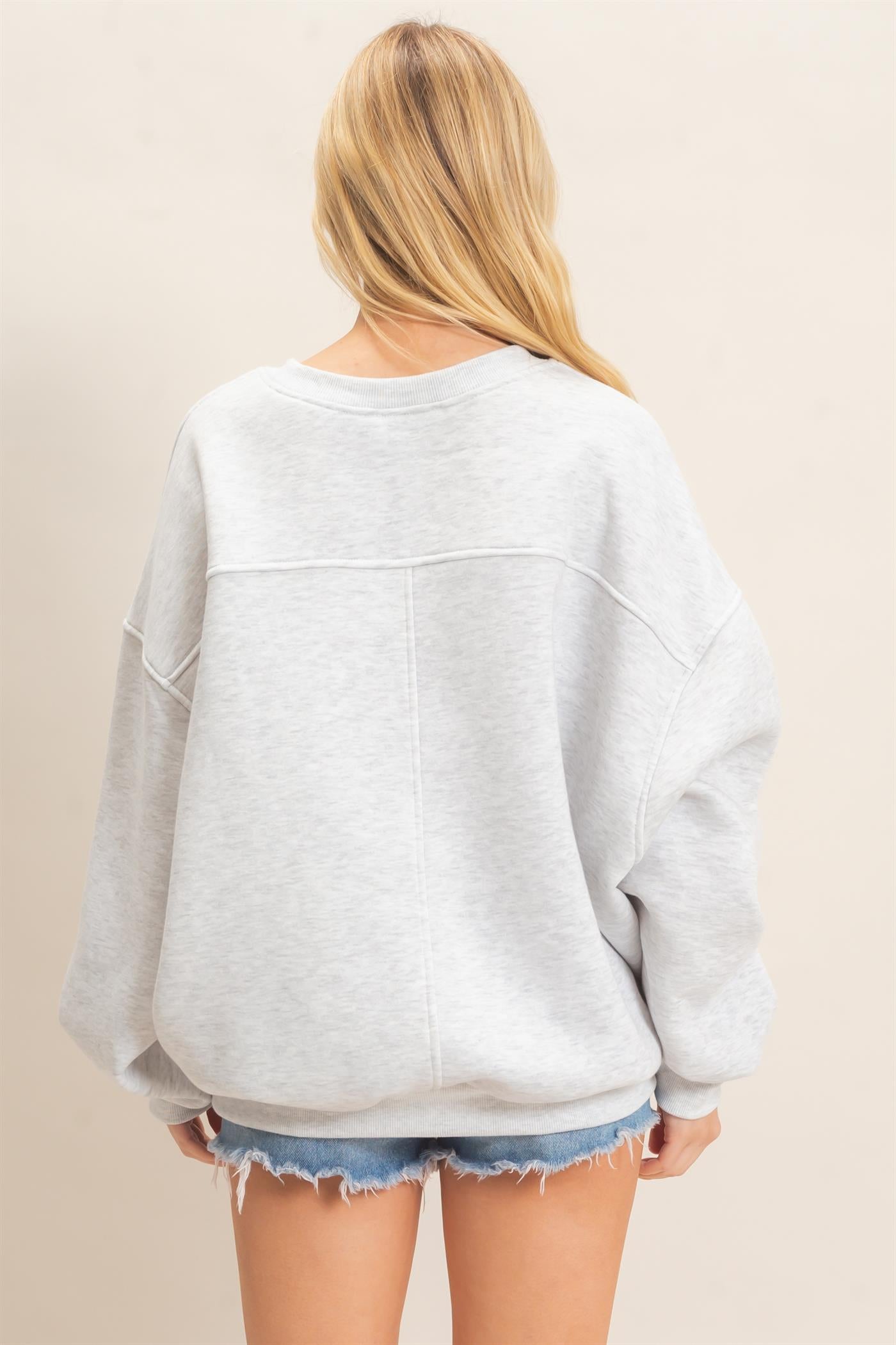 Wholesale Oversized Dropped Shoulder Sweatshirt Sweatshirts HF26F141 L.GRAY HYFVE