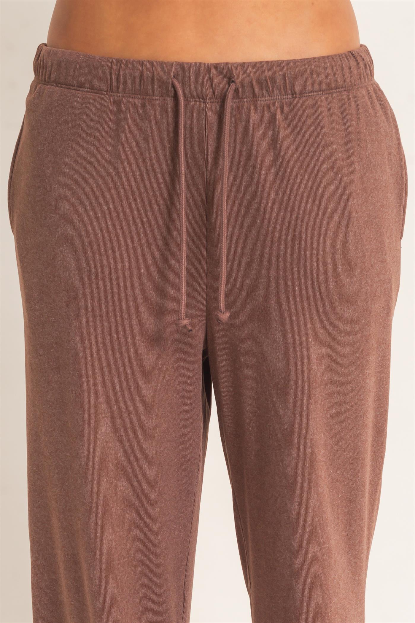 Wholesale Wide Leg Pants With Drawcord Pants DZ26E288 DARK BROWN DOUBLE ZERO