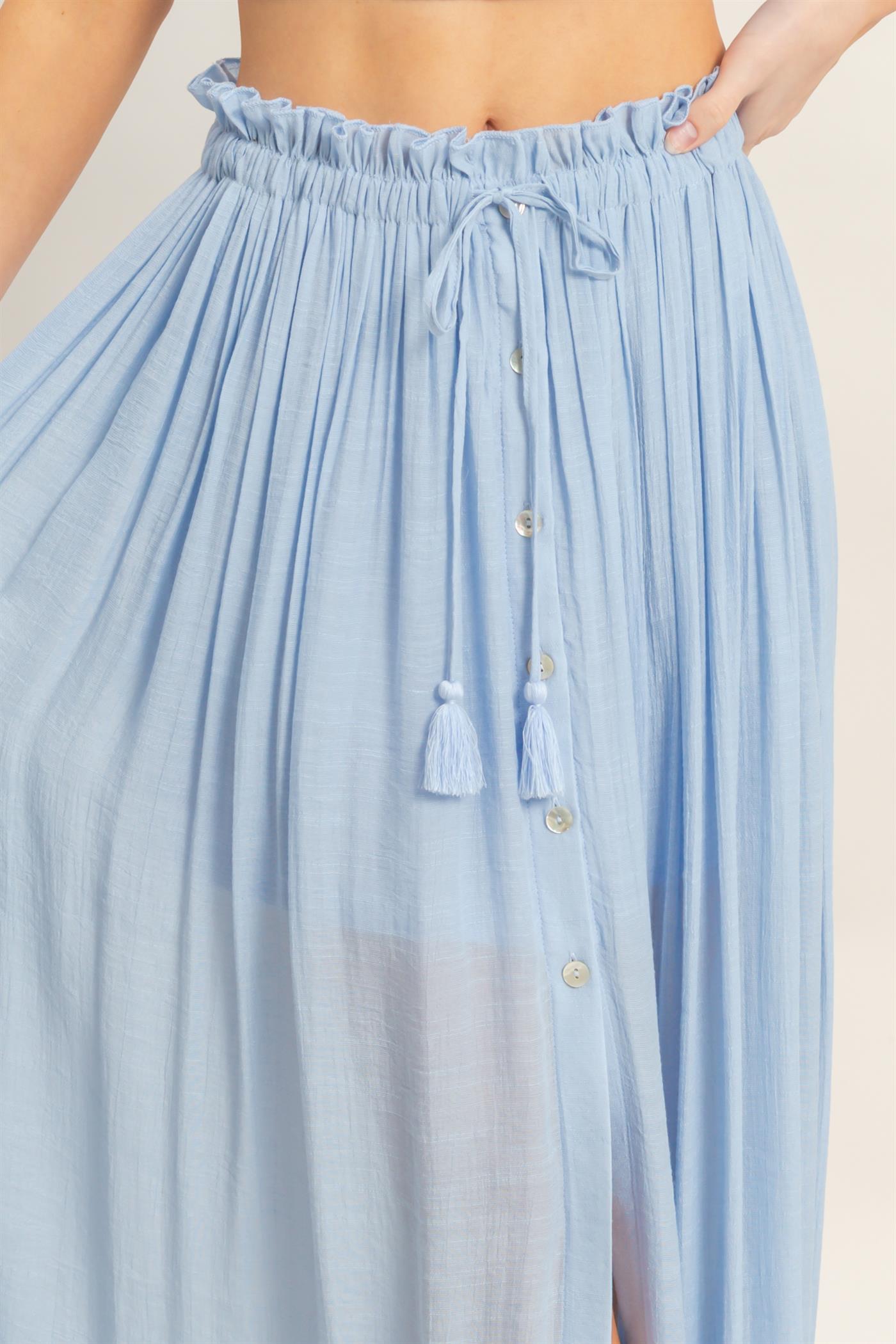 Wholesale Smocked Top & Maxi Skirt Set Clothing HF26C292-SET-D POWDER BLUE HYFVE