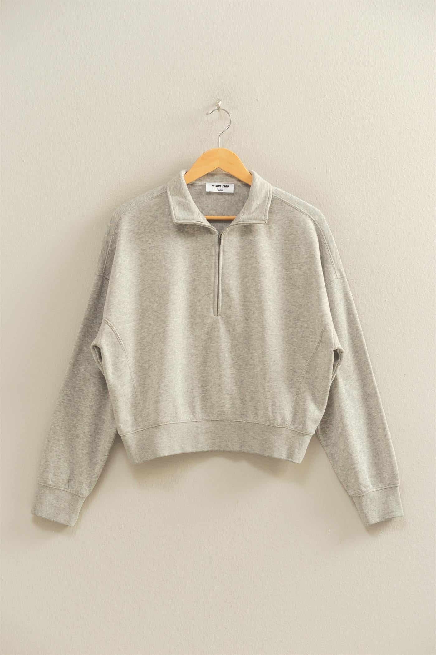 Wholesale Love This Way Half-Zip Sweatshirt Sweatshirts DZ25C908 HEATHER GRAY DOUBLE ZERO