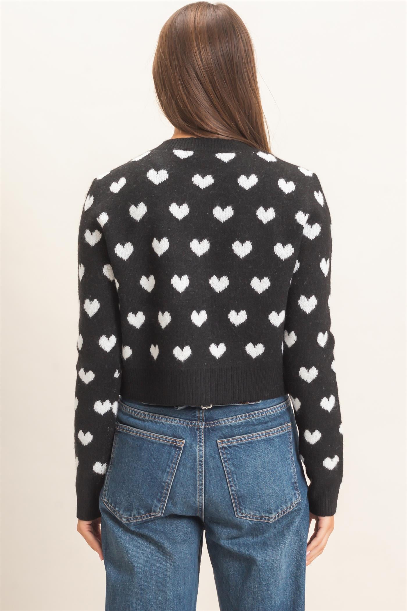 Wholesale Heart Pattern Cardigan Cardigans DZ26E320 BLACK DOUBLE ZERO