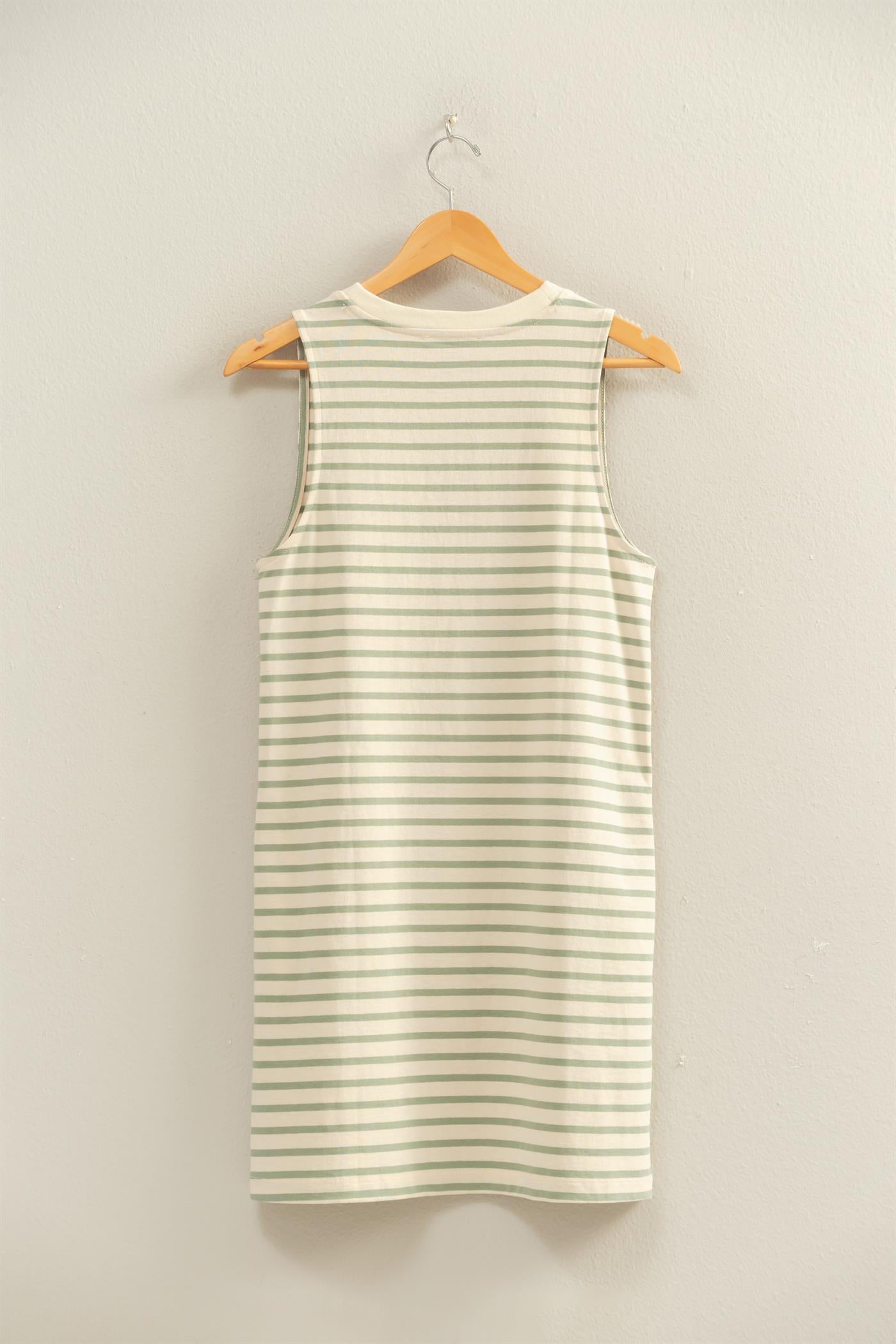 Wholesale Striped Sleeveless Mini Dress Dresses DZ26C068 SAGE GREEN DOUBLE ZERO