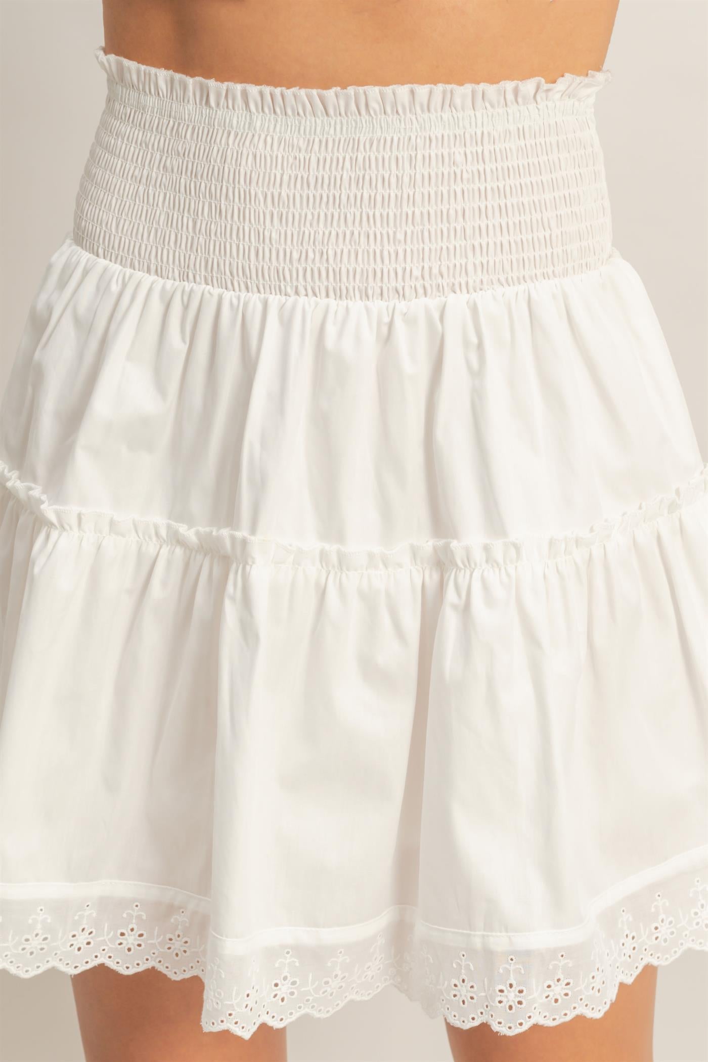 Wholesale Smocked Waist Layered Skirt Skirts HF26A781 OFF WHITE HYFVE