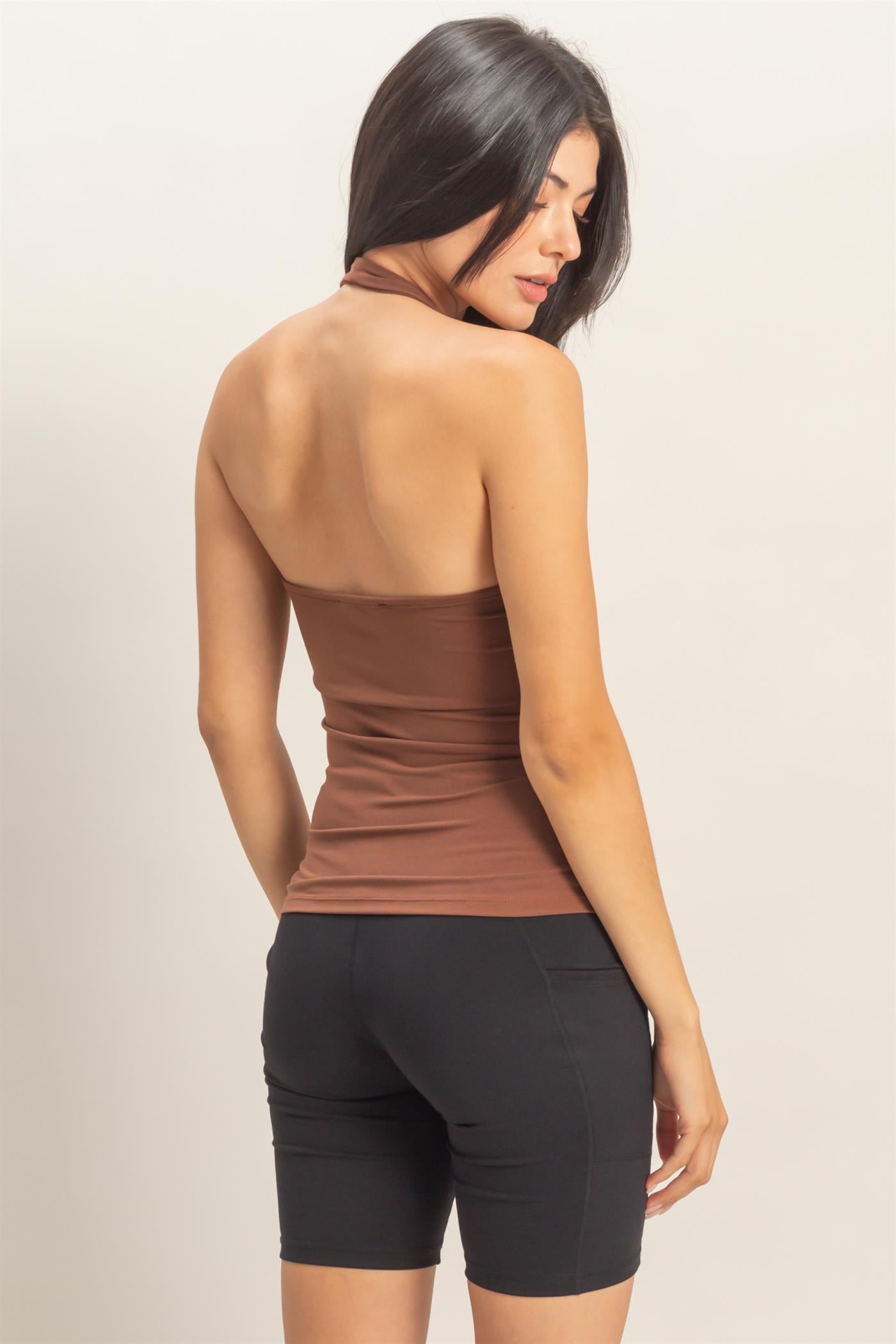 Wholesale Halter Tank Top Clothing Tops DZ26C710 CHOCOLATE DOUBLE ZERO