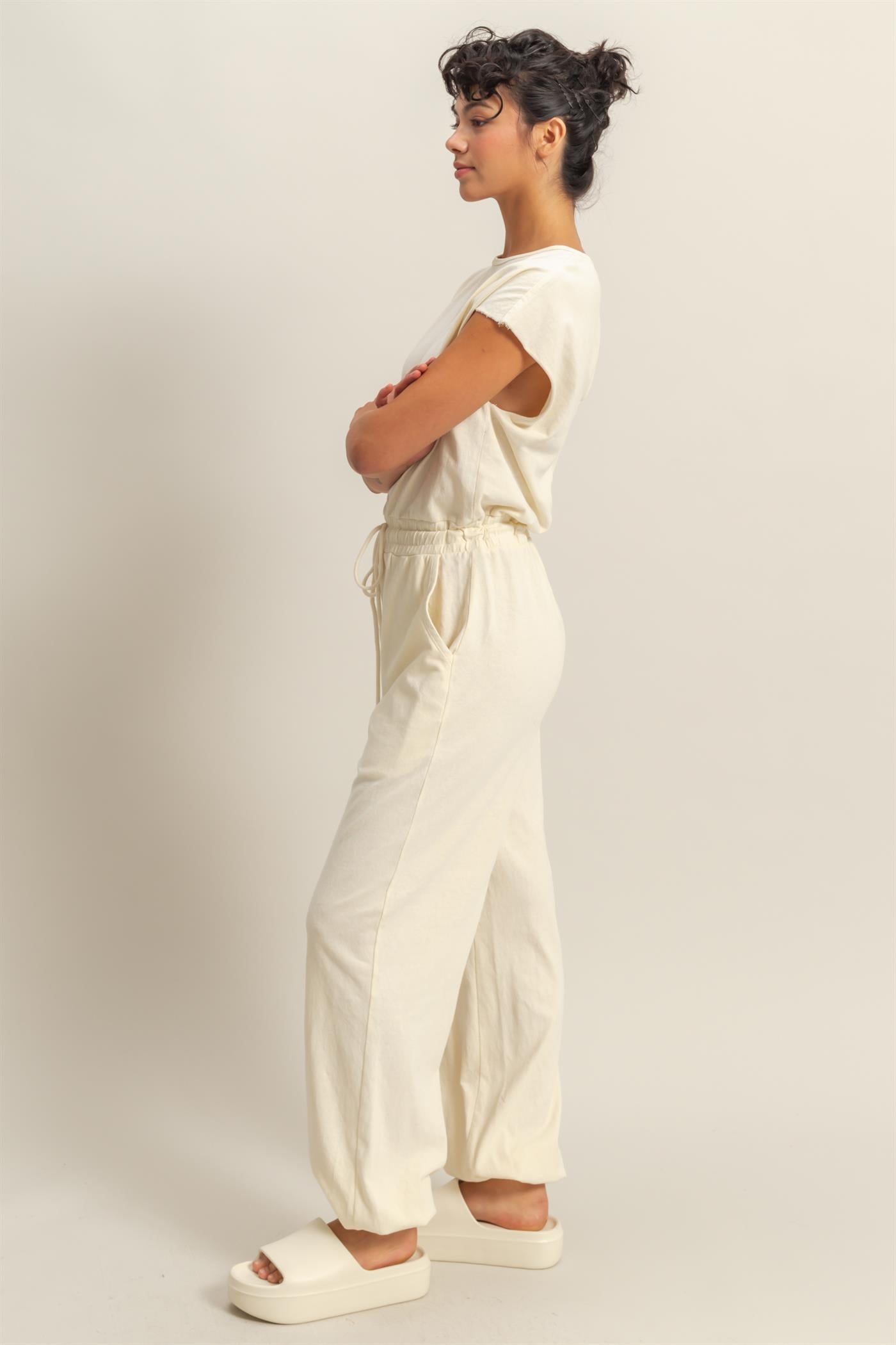 Wholesale Short Sleeve Casual Jumpsuit Clothing DZ24C619 ALPACA DOUBLE ZERO