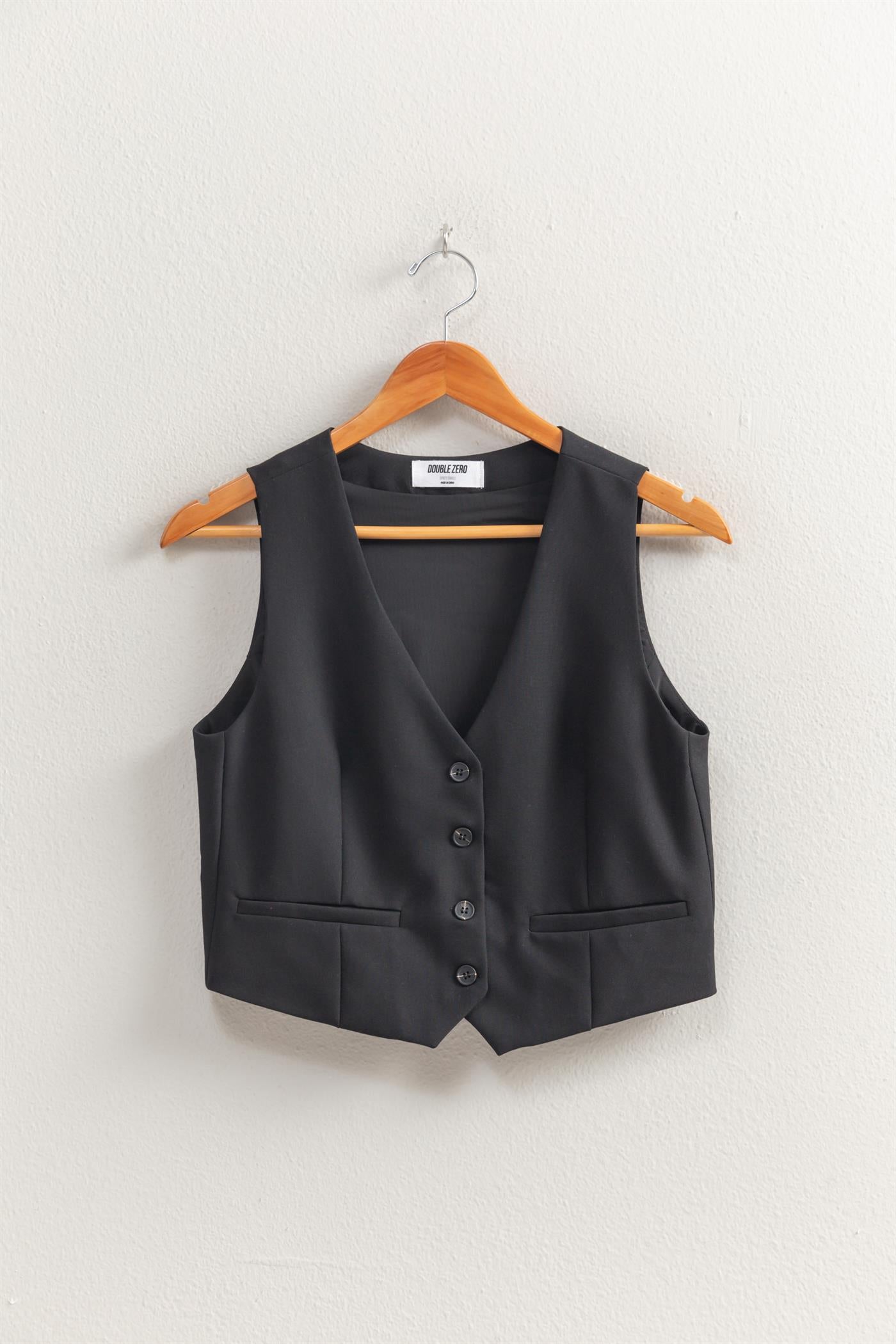 Wholesale Tailored Button-Down Vest Vests DZ25E126 BLACK DOUBLE ZERO