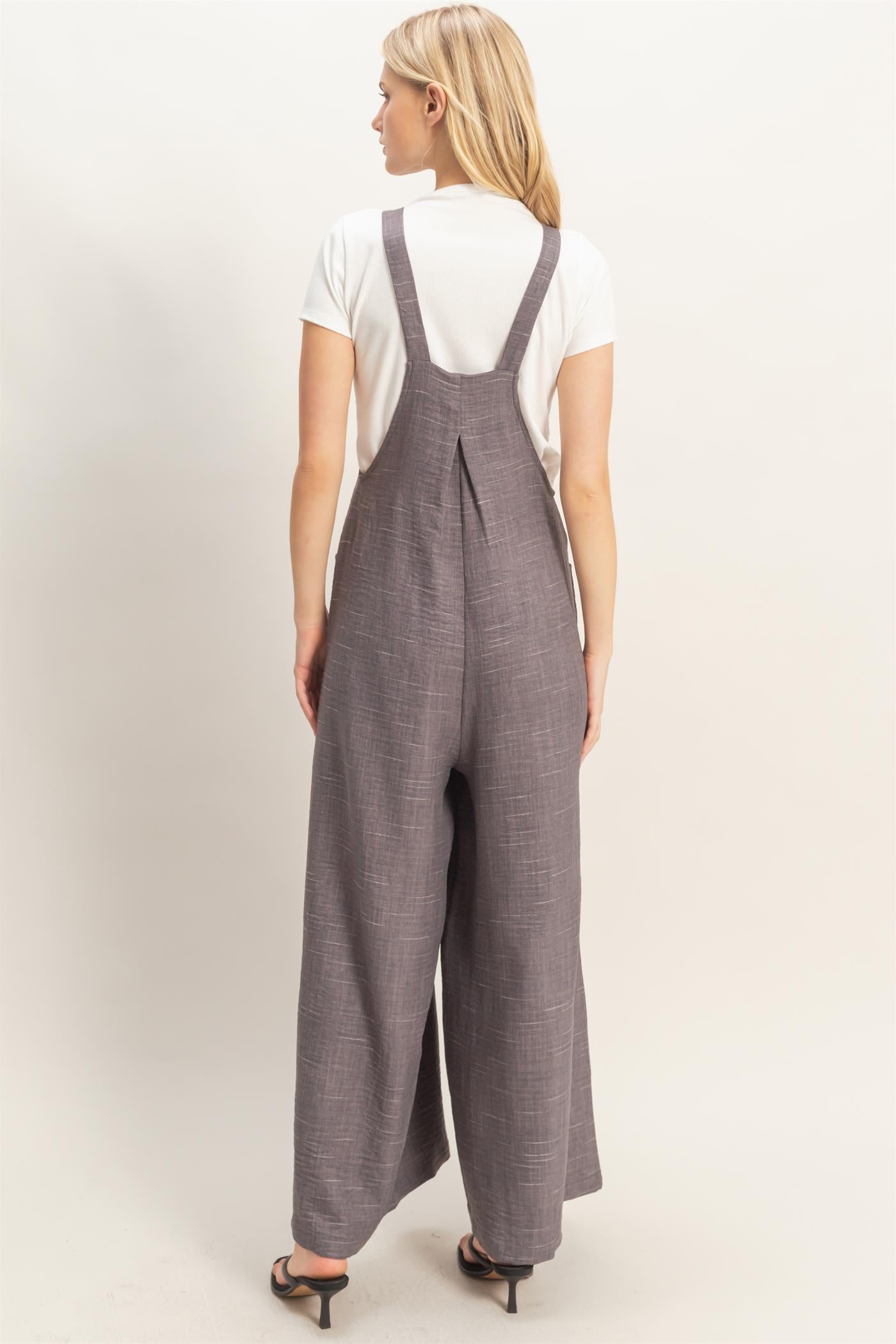 Wholesale Wide Leg Overall Jumpsuit Clothing HF26C322 CHARCOAL HYFVE