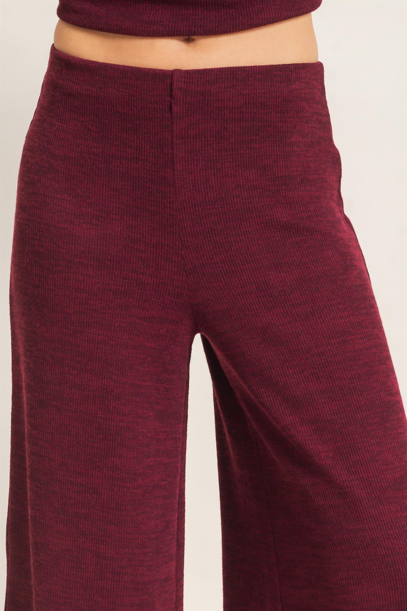 Wholesale Dolman Sleeve Top And Pant Set Clothing HF26F225-SET-D BURGUNDY HYFVE