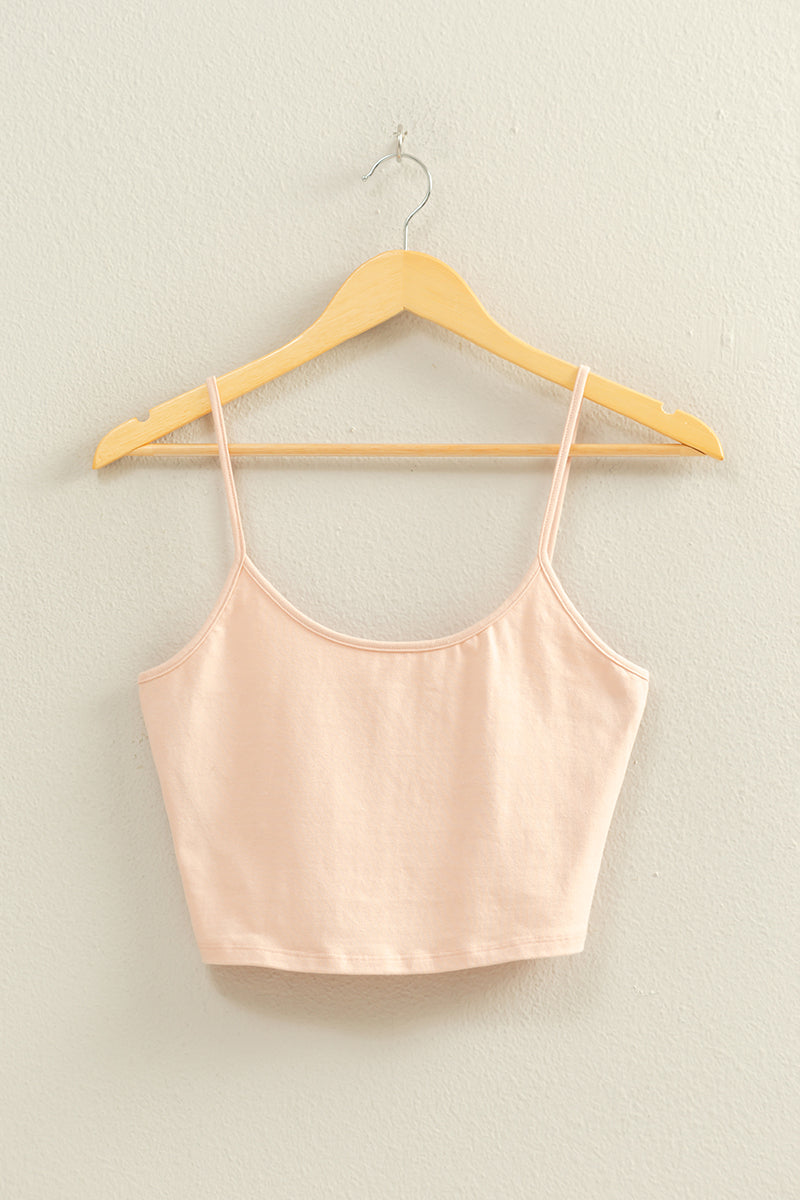 Wholesale Basic Cropped Cami Top Clothing Tops DZ22C818 PASTEL PINK DOUBLE ZERO