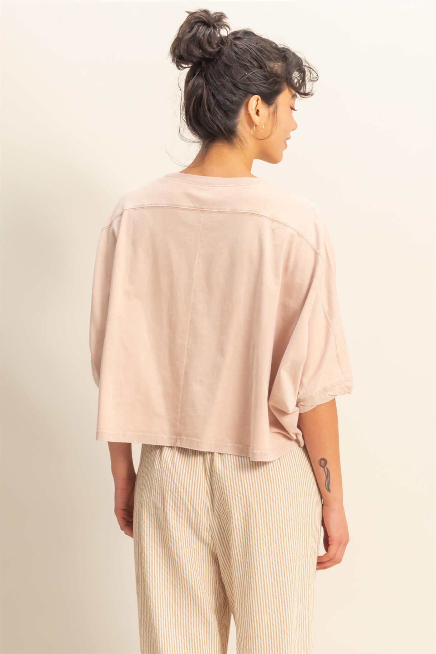 Wholesale Flowy Bat Wing Sleeves Knit Top Clothing Tops DZ25A797 TAUPE DOUBLE ZERO