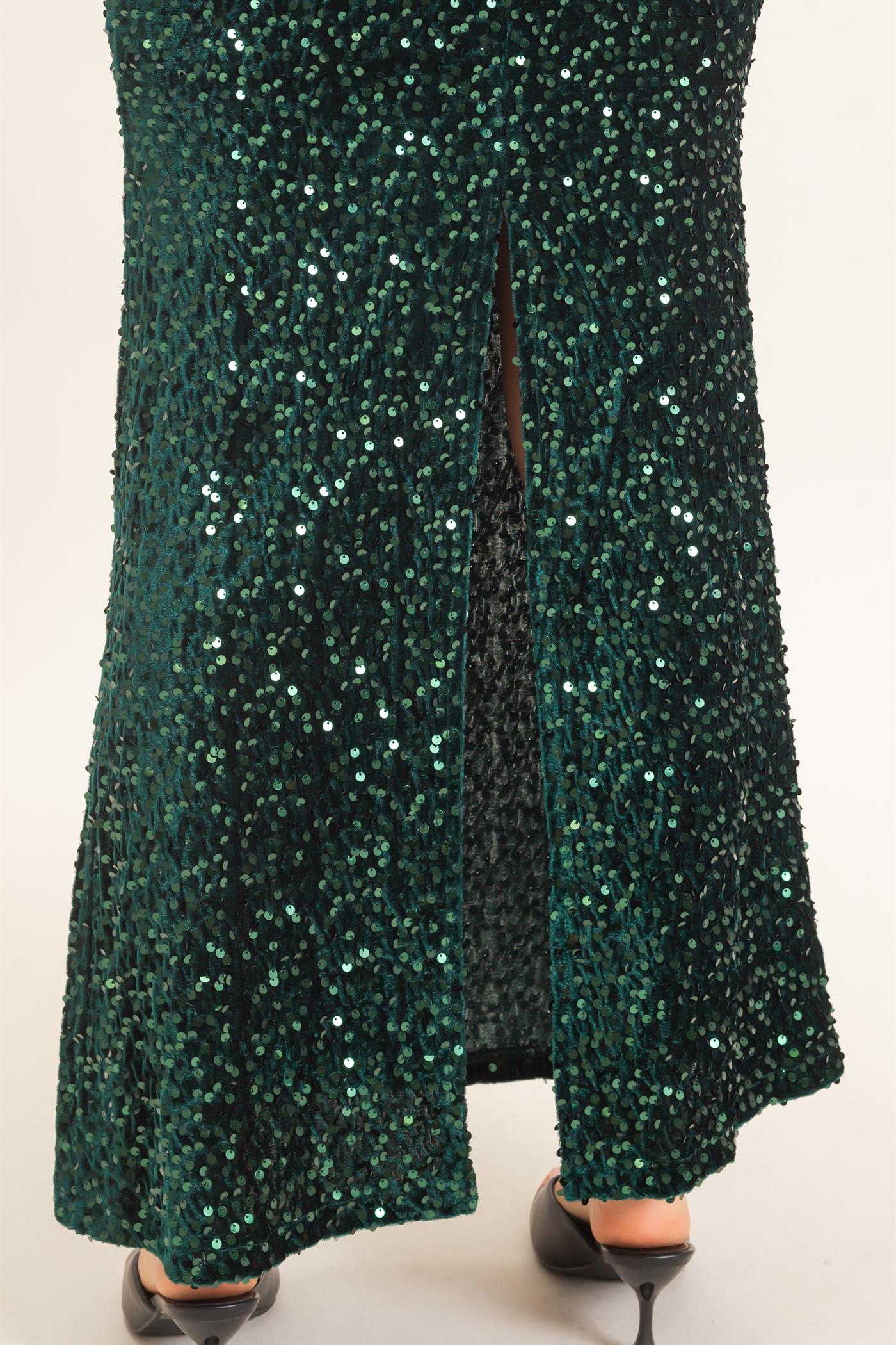Wholesale Sequin Midi Skirt Skirts HF26F121 FOREST GREEN HYFVE