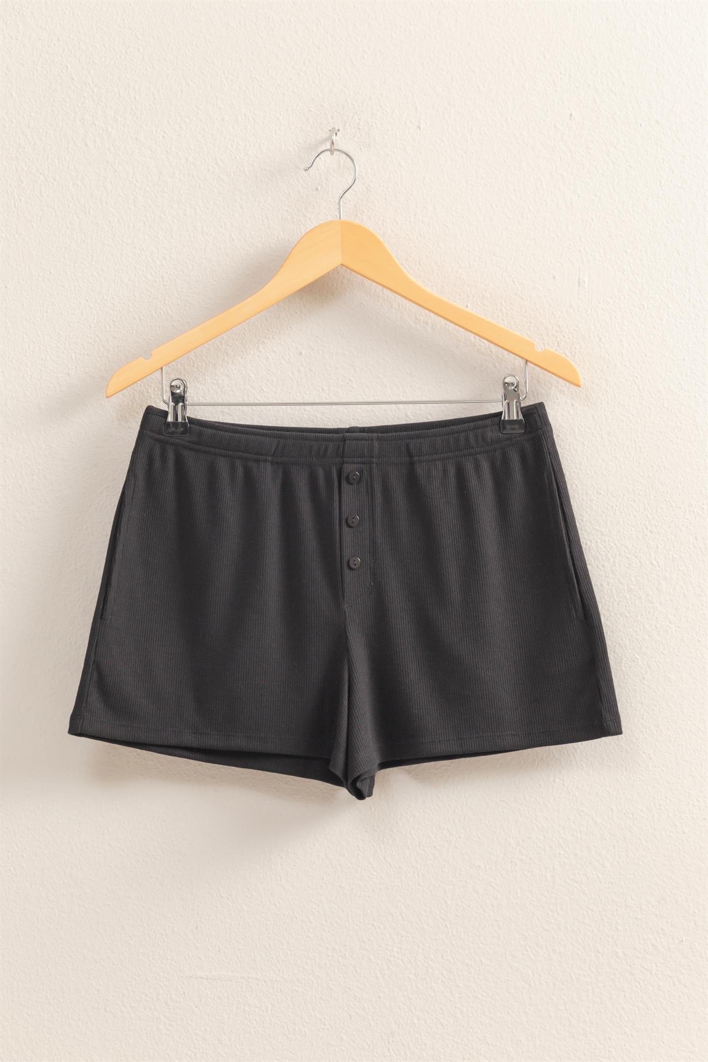 Wholesale High Waist Button Detail Flowy Shorts Shorts DZ25A934 BLACK DOUBLE ZERO