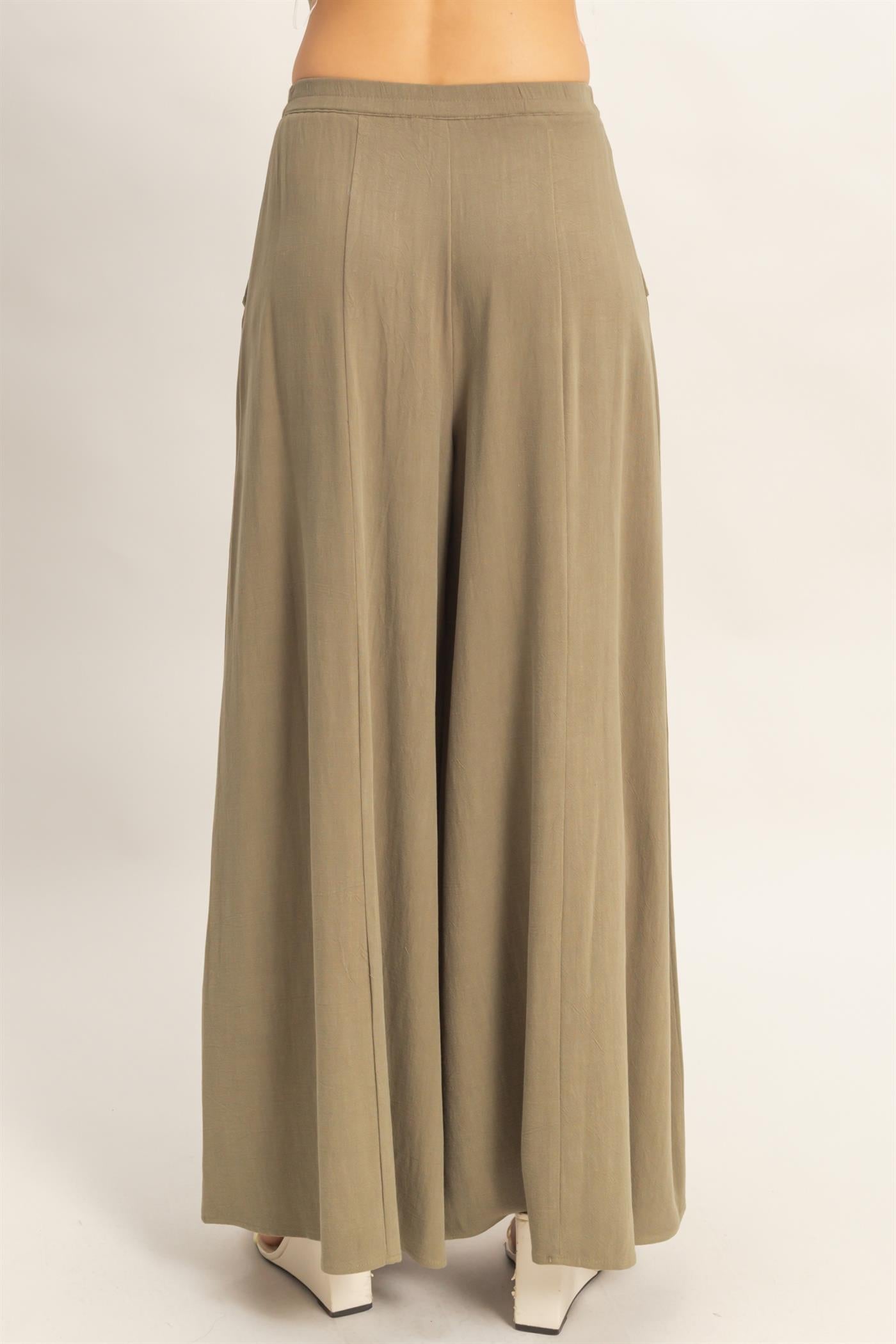 Wholesale Wide-Leg Flap Pocket Pants Pants HF26C302 OLIVE HYFVE