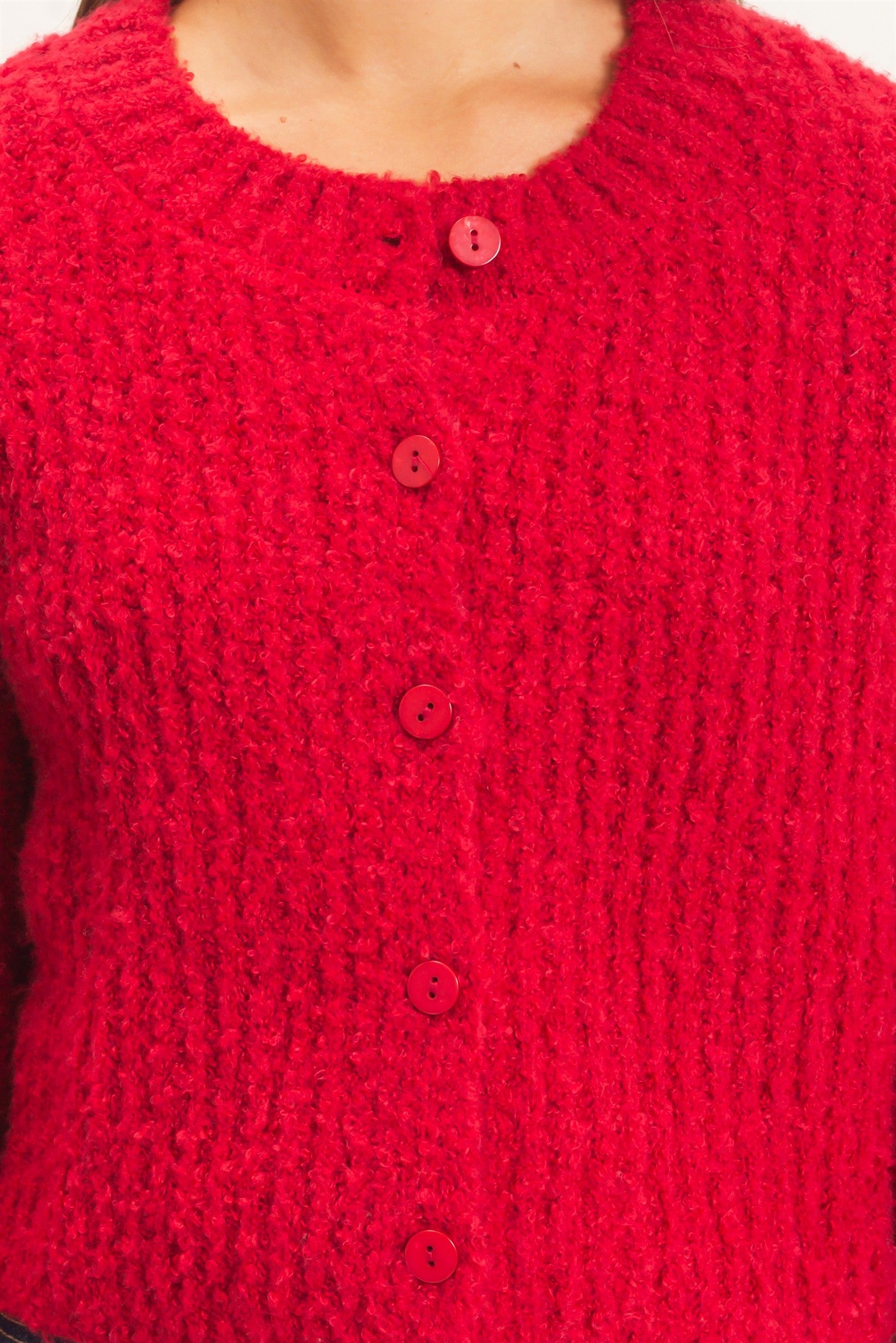 Wholesale Boucle Knit Button Front Cardigan Cardigans DZ26E270 DARK RED DOUBLE ZERO