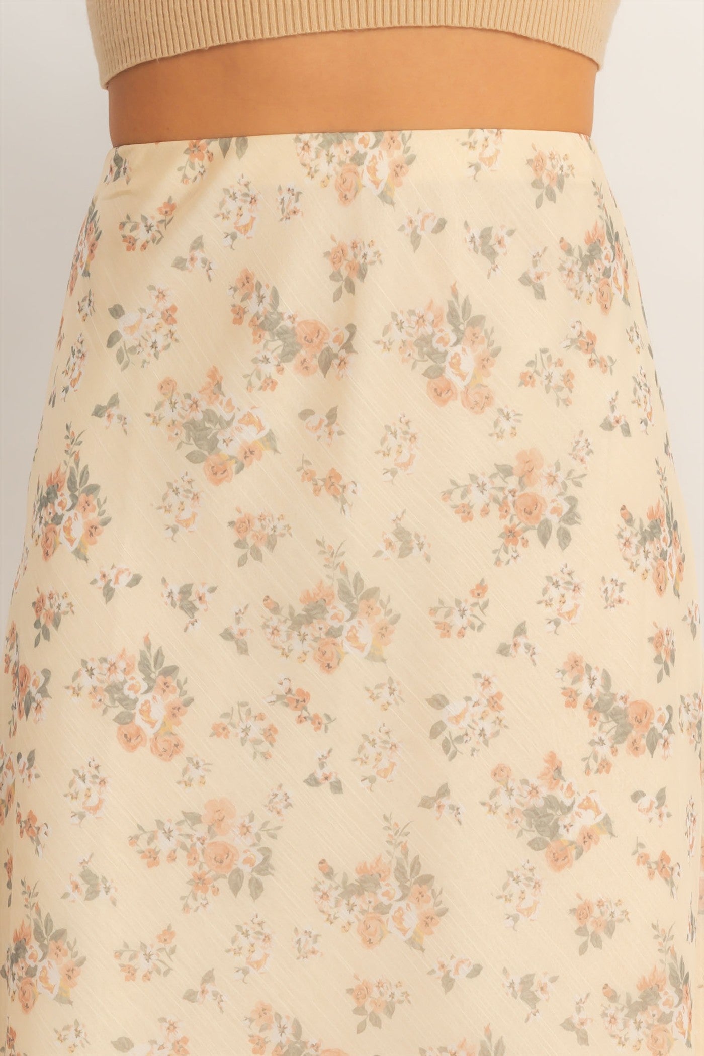 Wholesale Floral Print Bias Skirt Skirts HF26E649 BUFF YELLOW HYFVE