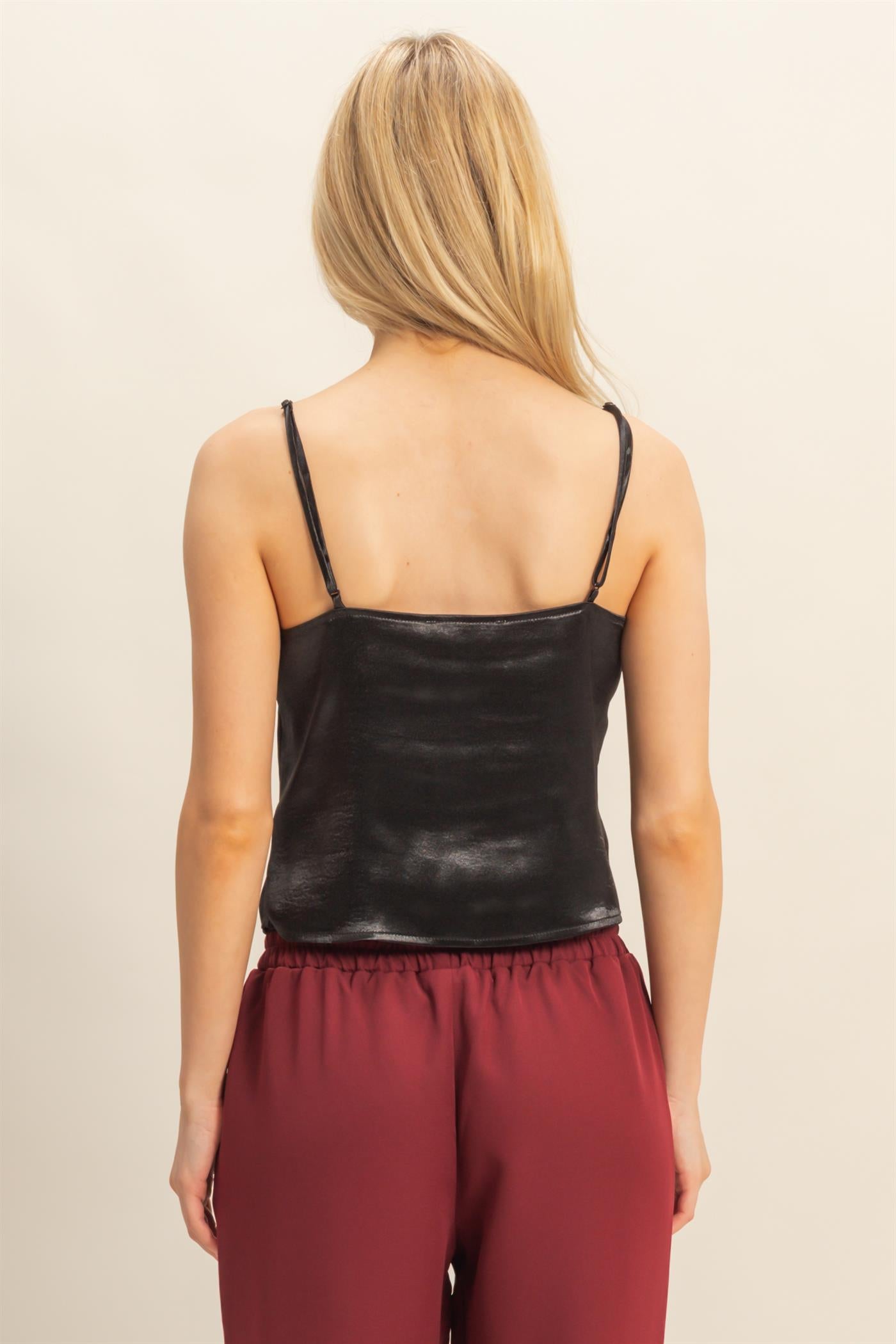 Wholesale Satin Lace-Up Camisole Camisoles HF25F065 BLACK HYFVE