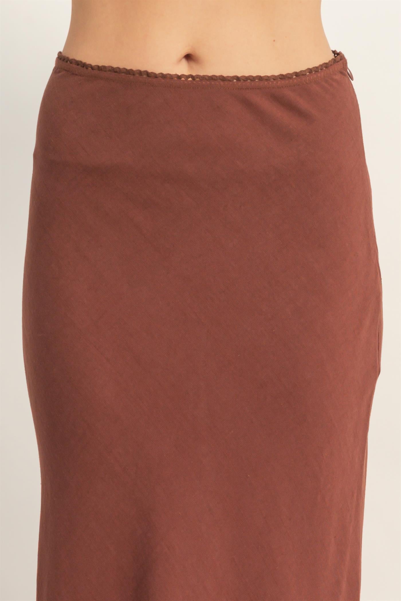 Wholesale Maxi Skirt With Elastic Waistband Skirts HF26A473-D CHOCOLATE HYFVE