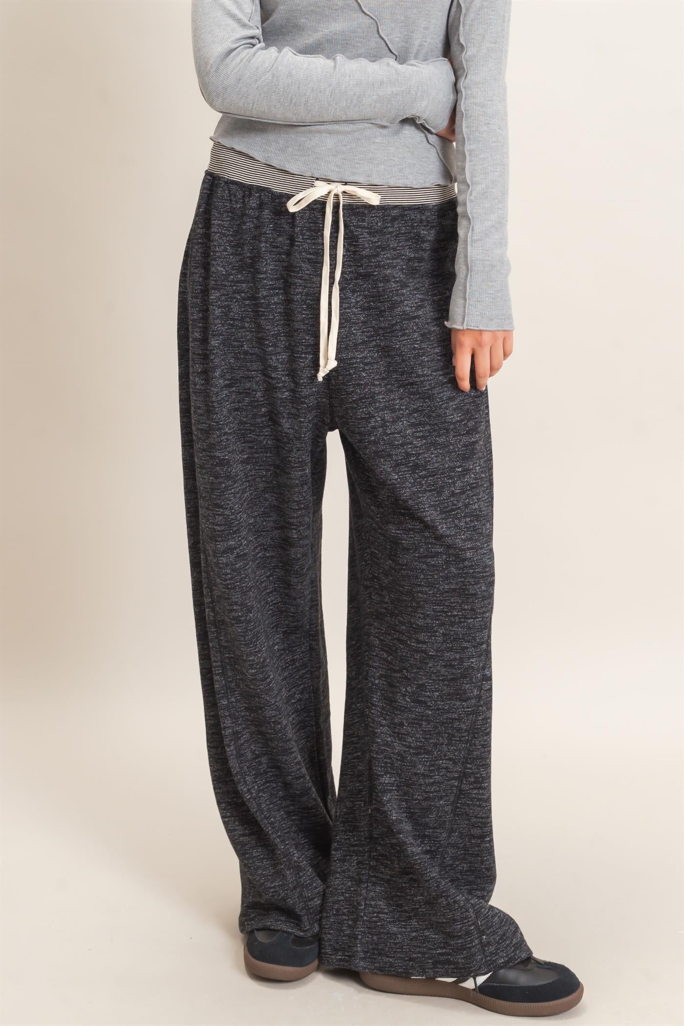 Wholesale Striped Waist Drawstring Pants Pants HF26E558 BLACK HYFVE