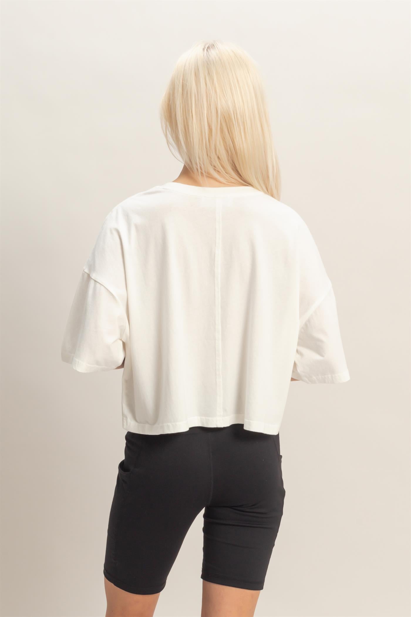 Wholesale Raw Edge Star Patch Top Clothing Tops DZ26C616 WHITE DOUBLE ZERO