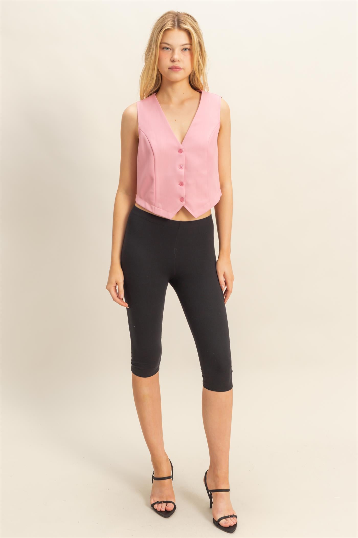 Wholesale Chic Sleeveless Vest Clothing Tops HF25C893 PINK HYFVE