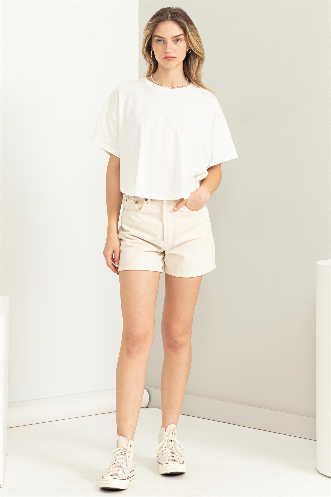 Wholesale Stay Easy Flutter Sleeve High-Low Top Clothing Tops DZ23C410 OFF WHITE DOUBLE ZERO