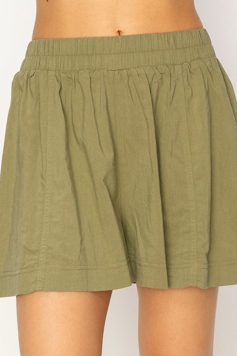 Wholesale Seam Detail High Waist Shorts Shorts DZ24A421 MOSS DOUBLE ZERO