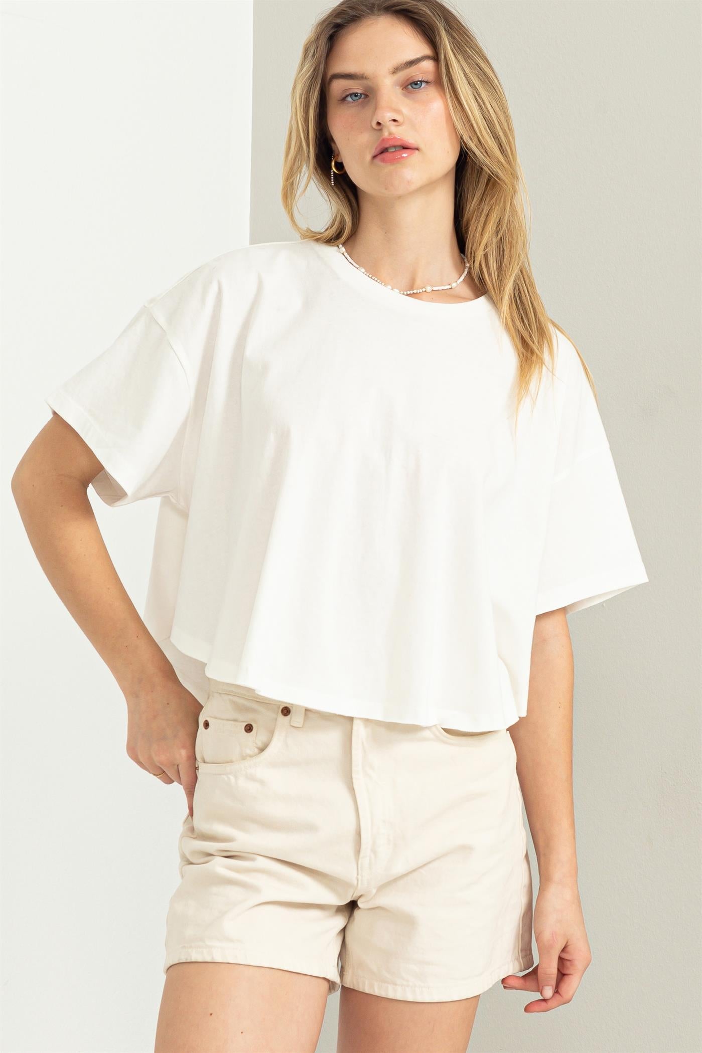 Wholesale Stay Easy Flutter Sleeve High-Low Top Clothing Tops DZ23C410 OFF WHITE DOUBLE ZERO