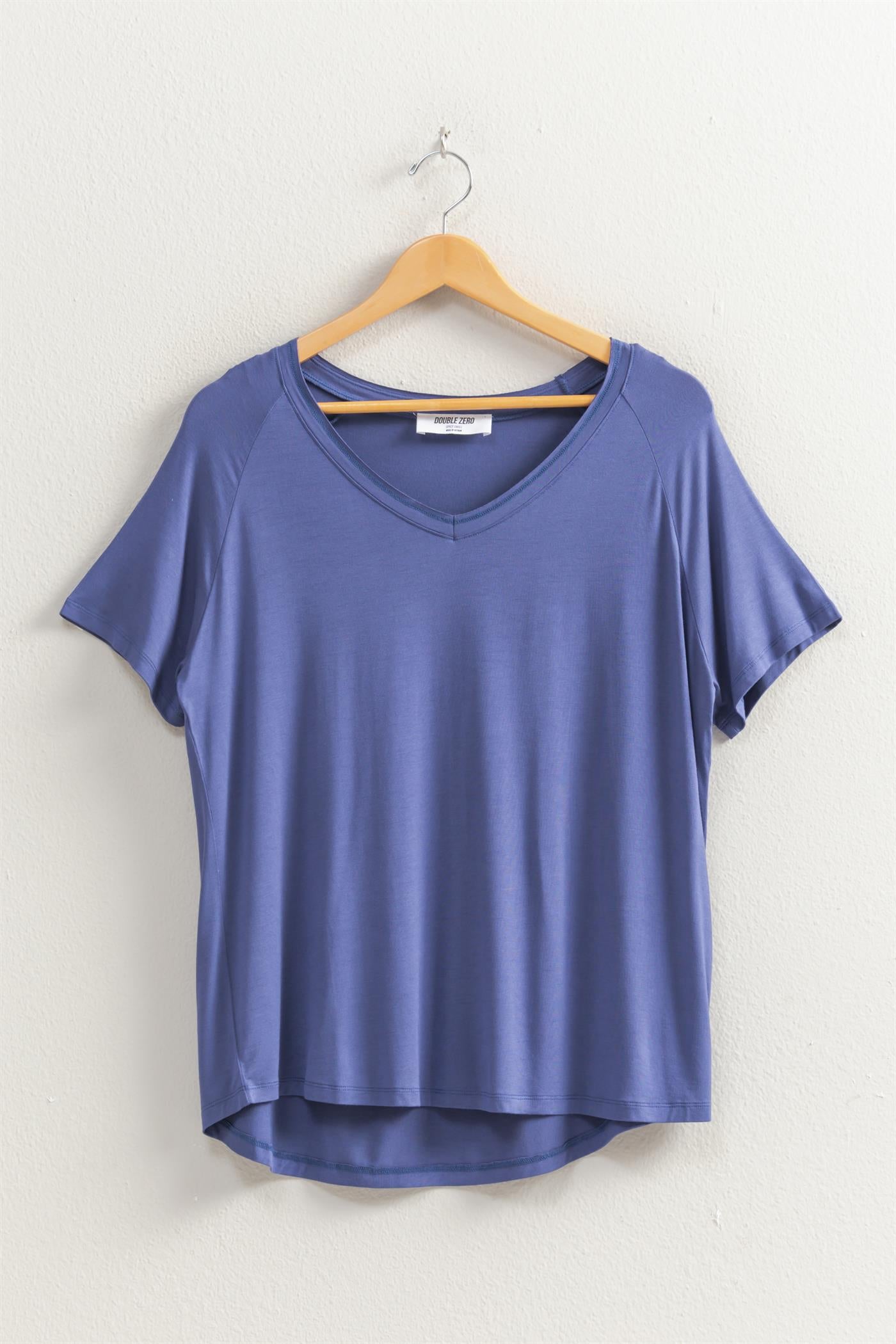 Wholesale Oversized V-Neck Relaxed Tee Clothing Tops DZ25E310 DUSTY INDIGO DOUBLE ZERO