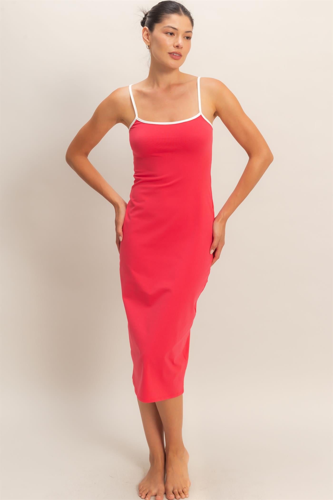 Wholesale Spaghetti Strap Bodycon Dress Dresses HF26A637 TOMATO HYFVE